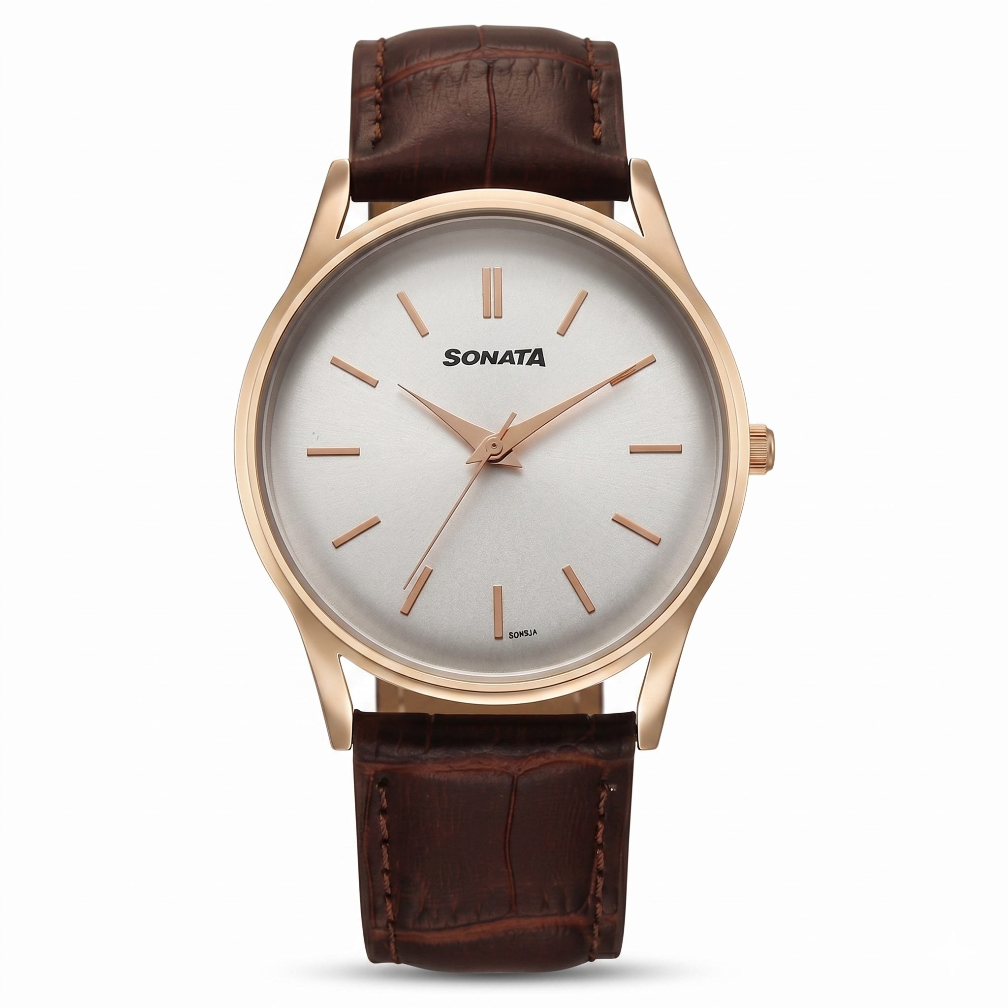 Sonata 77140WL01 | Sonata Eternia Quartz Analog White Dial Leather Strap Watch For Men