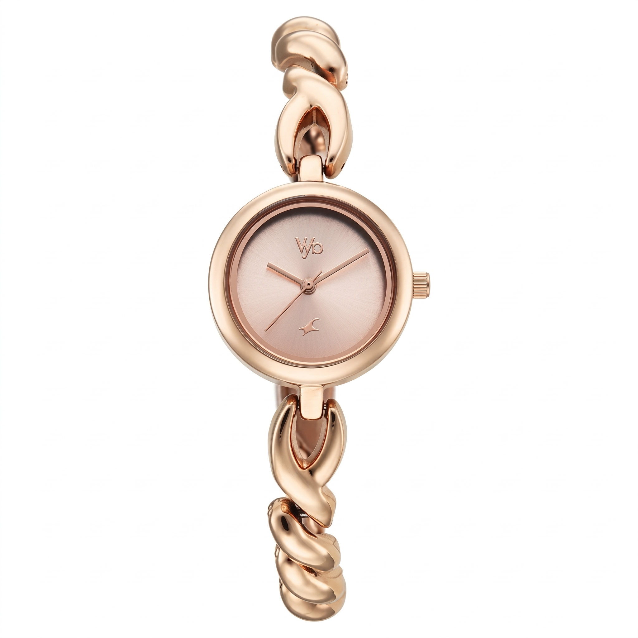 Fastrack FV60099WM01W | Vyb Siren By Fastrack Quartz Analog Pink Dial Rose Gold Stainless Steel Strap Watch For Girls