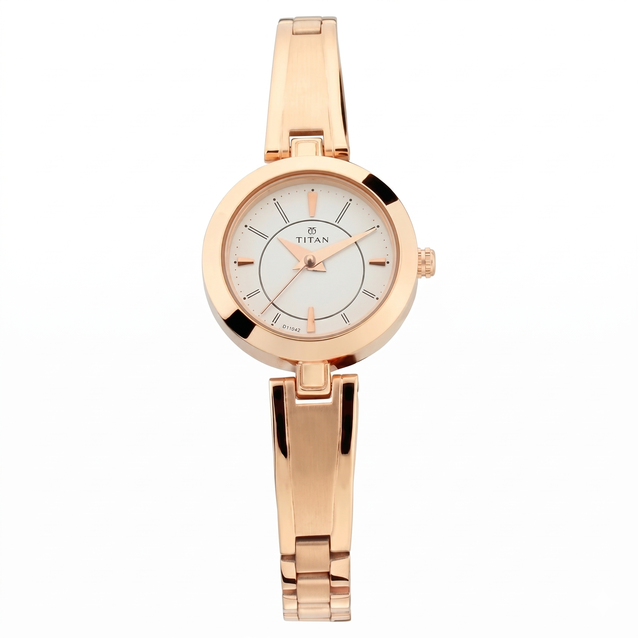 Titan 2598WM01 | Titan Quartz Analog Silver Dial Rose Gold Metal Strap Watch For Women