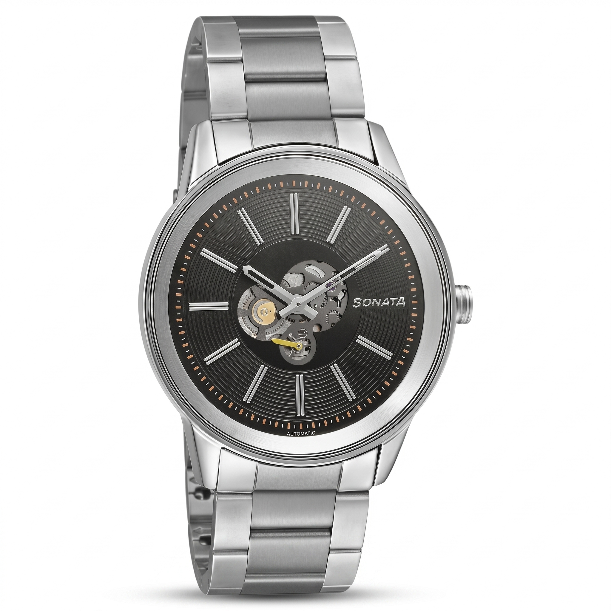 Sonata 7133SM01 | Sonata Quartz Multifunction Black Dial Stainless Steel Strap Watch for Men