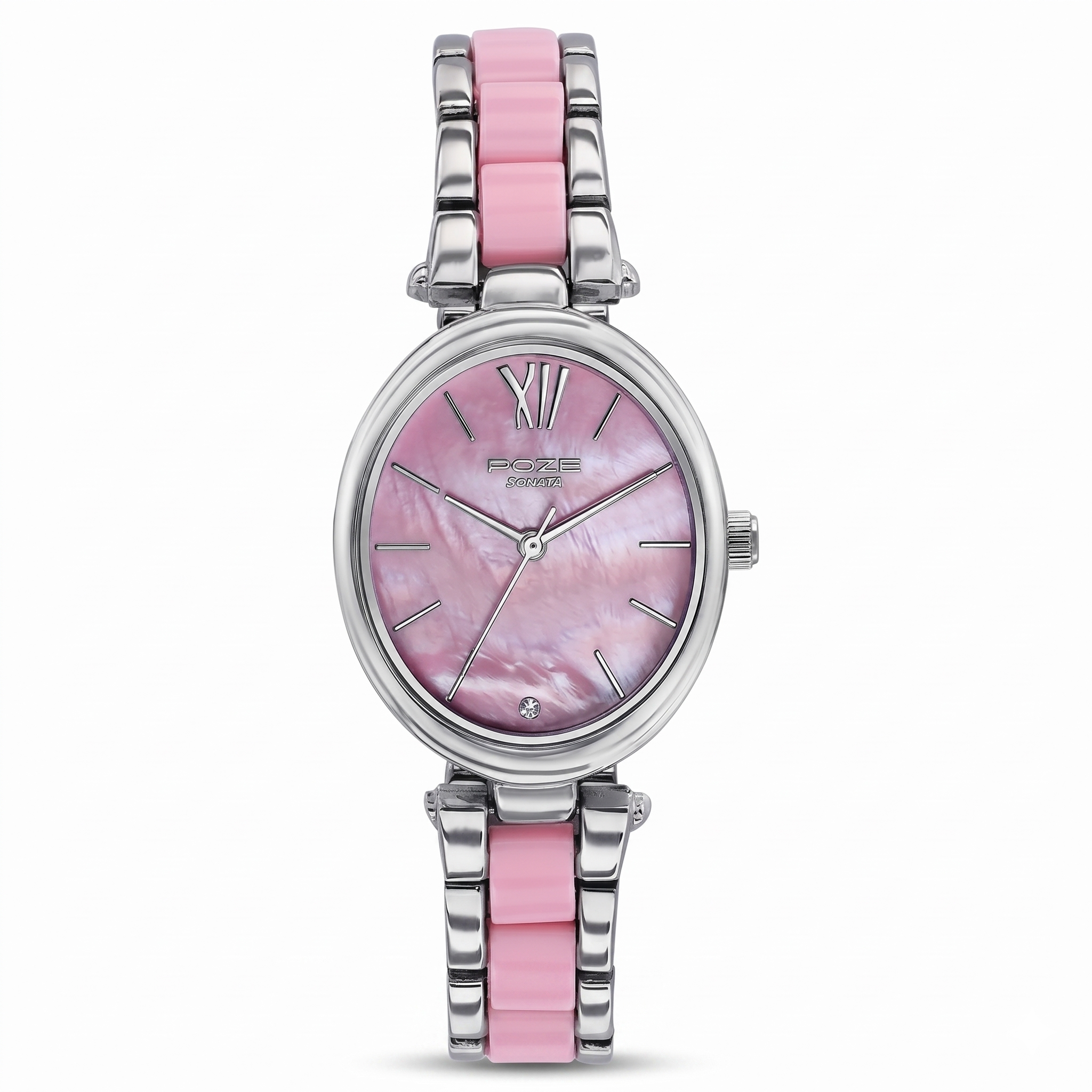 Sonata SP80095SM01 | Sonata Poze Quartz Analog Pink Mother Of Pearl Dial Bimetal Strap Watch For Women