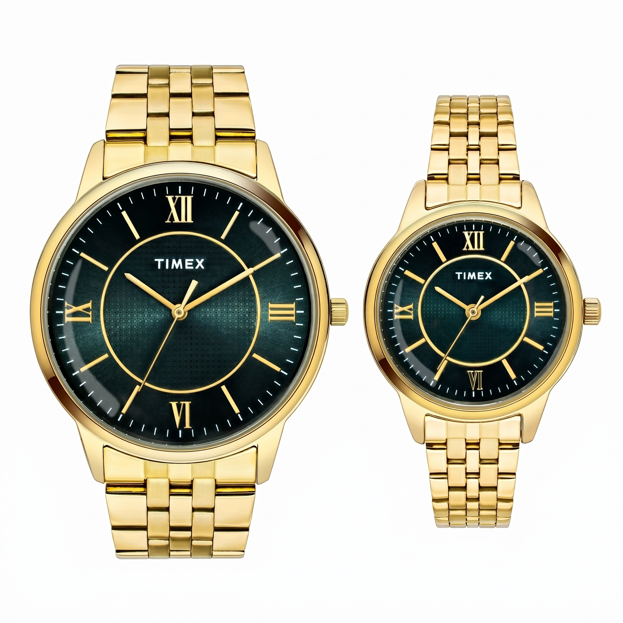 Timex TW00PR331 | TIMEX Round Green Dial Analog Pair's Watch