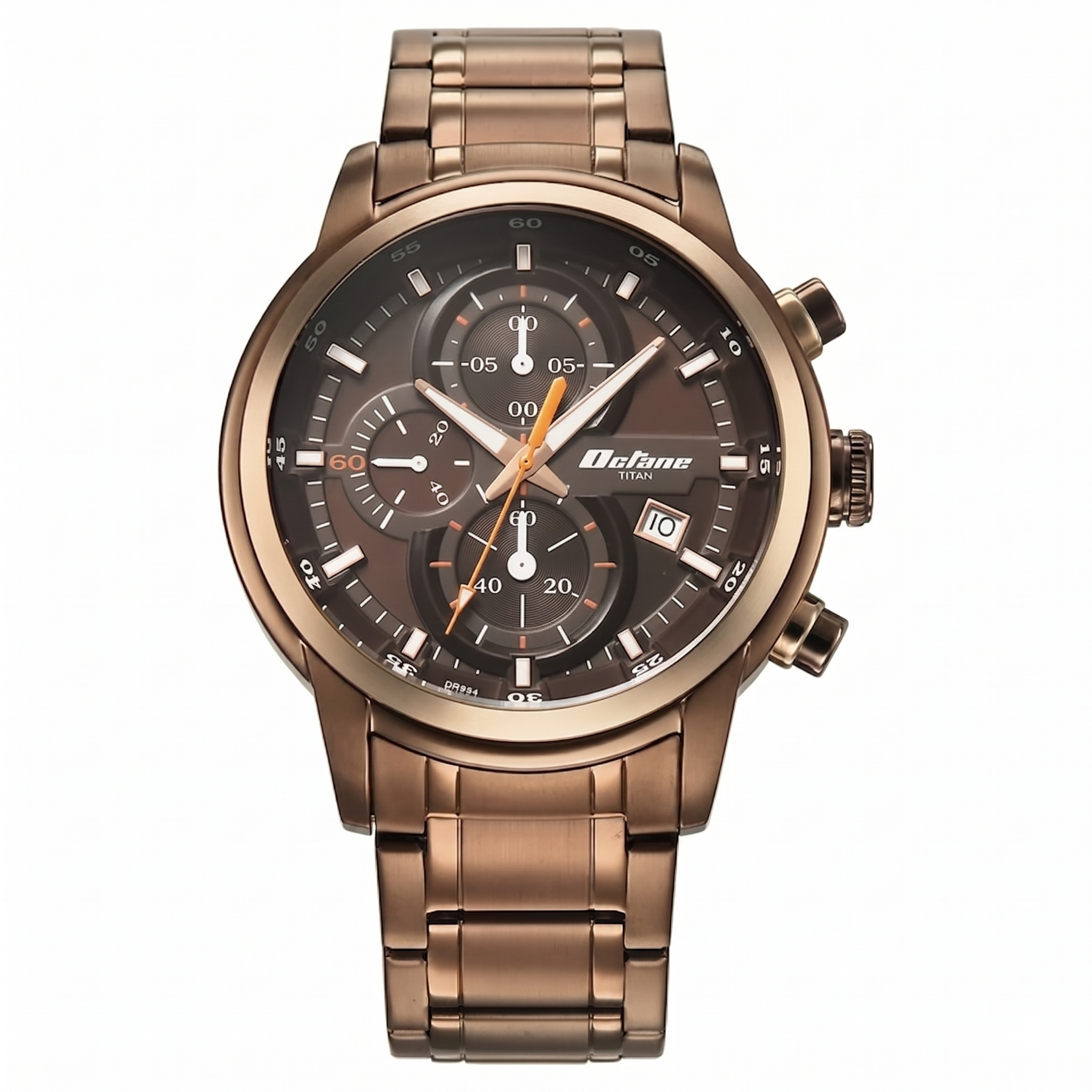 Titan 90086KM09 | Titan Octane Primal Quartz Chronograph Brown Dial Brown Stainless Steel Strap Watch For Men