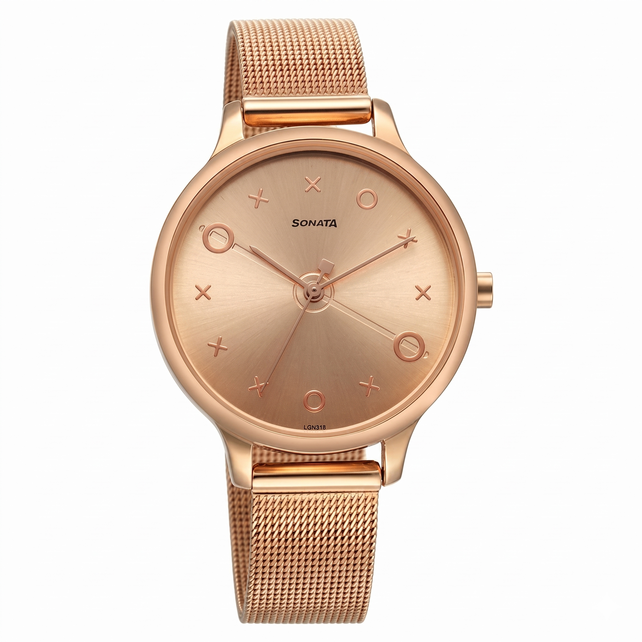 Sonata NS87050WM01 | Sonata Play Rose Gold Dial Watch for Women