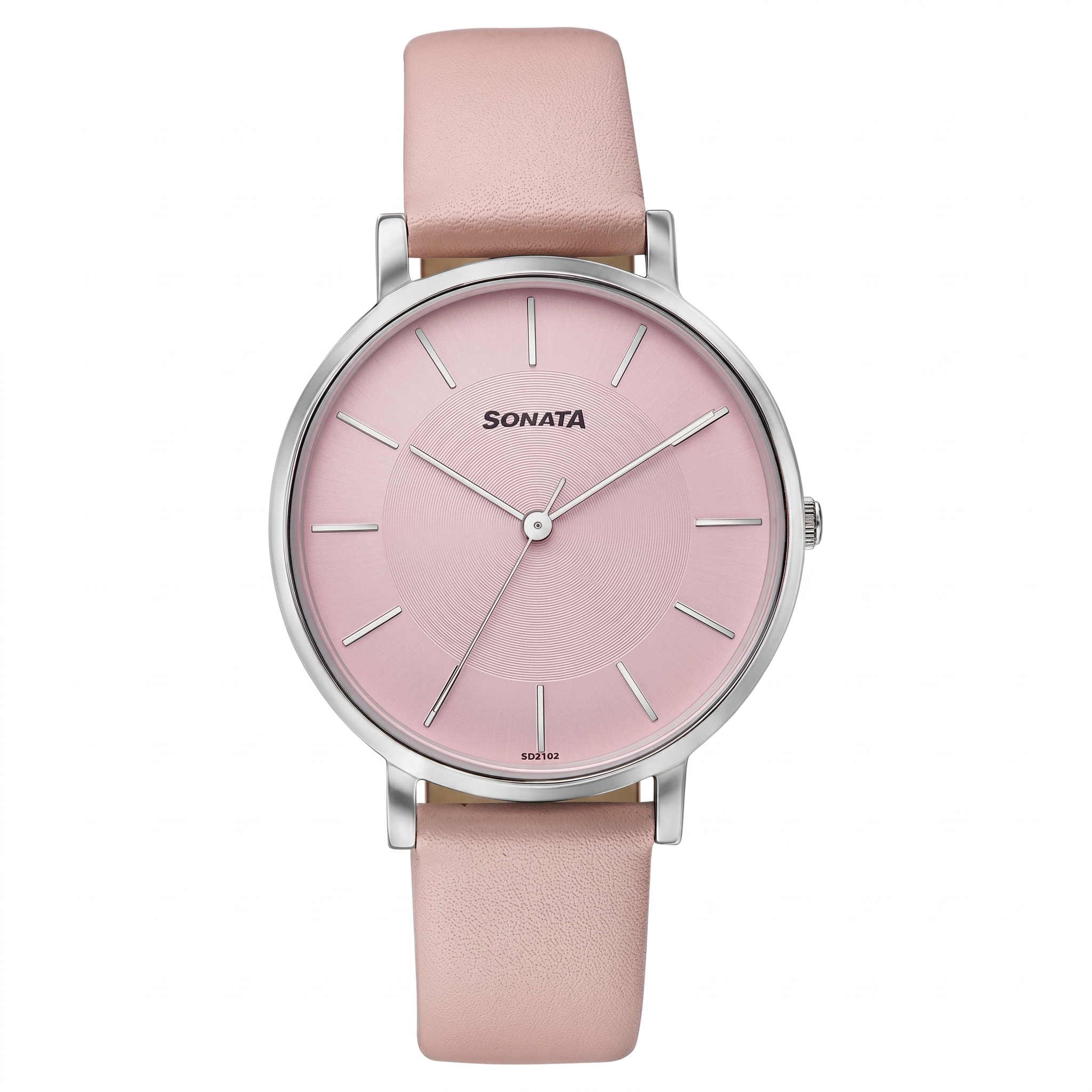 Sonata 87073SL02 | Sonata Pastel Play Quartz Analog Pink Dial Leather Strap Watch For Women