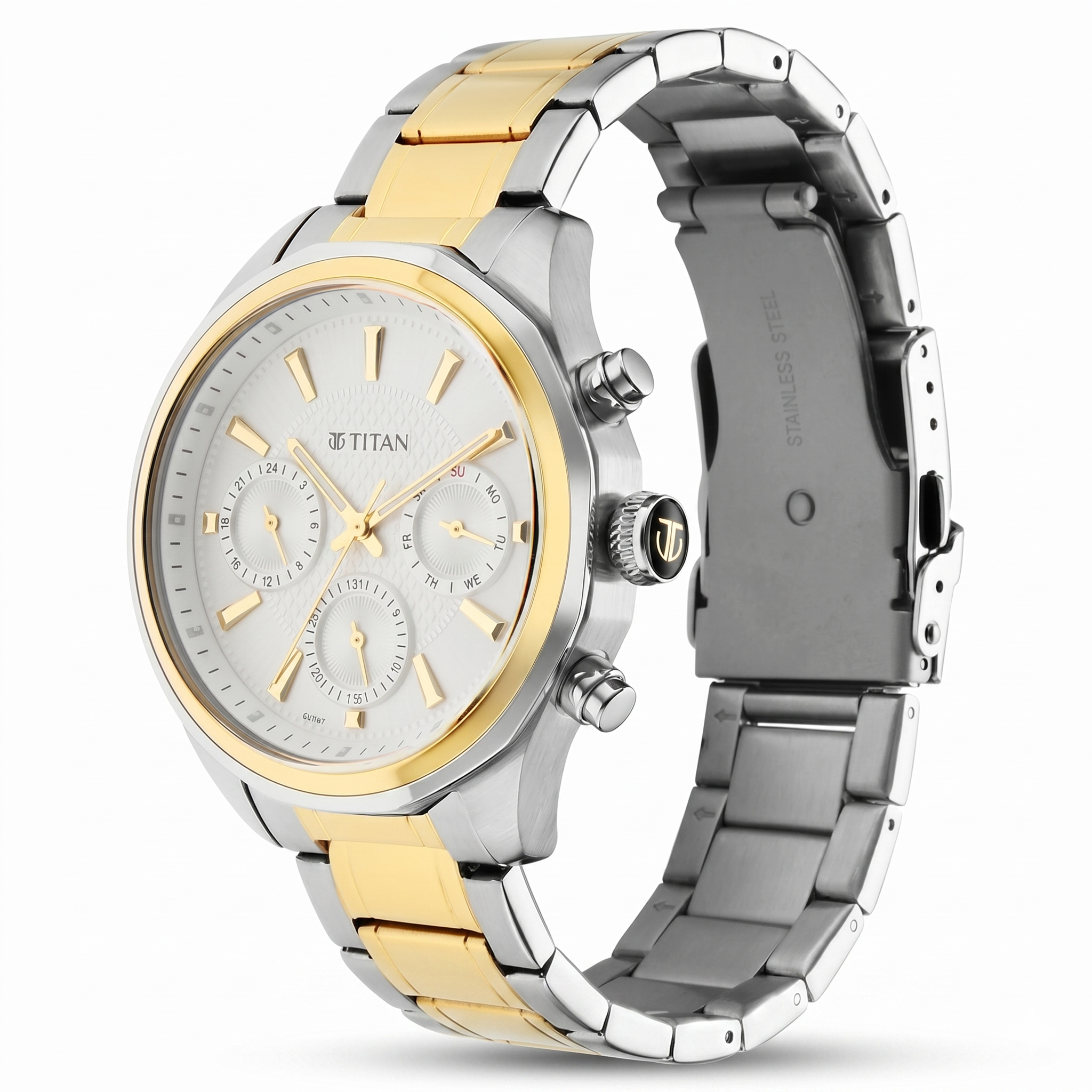 Titan 1829BM01 | Titan Regalia Opulent Multifunction Silver Dial Silver Stainless Steel Strap Watch For Men