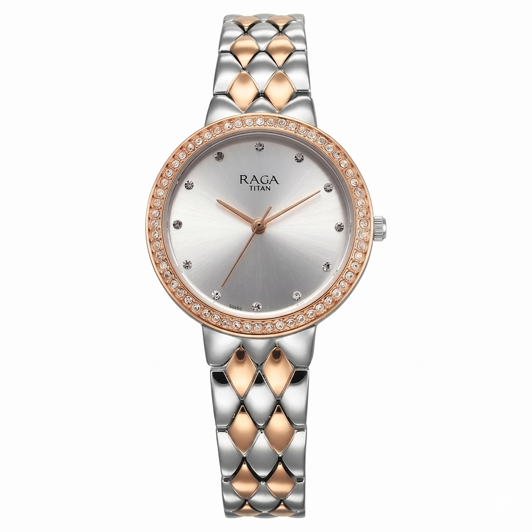 Titan 95282KM01 | Titan Raga Showstopper Quartz Analog Silver Round Dial Two Toned Metal Strap Watch For Women