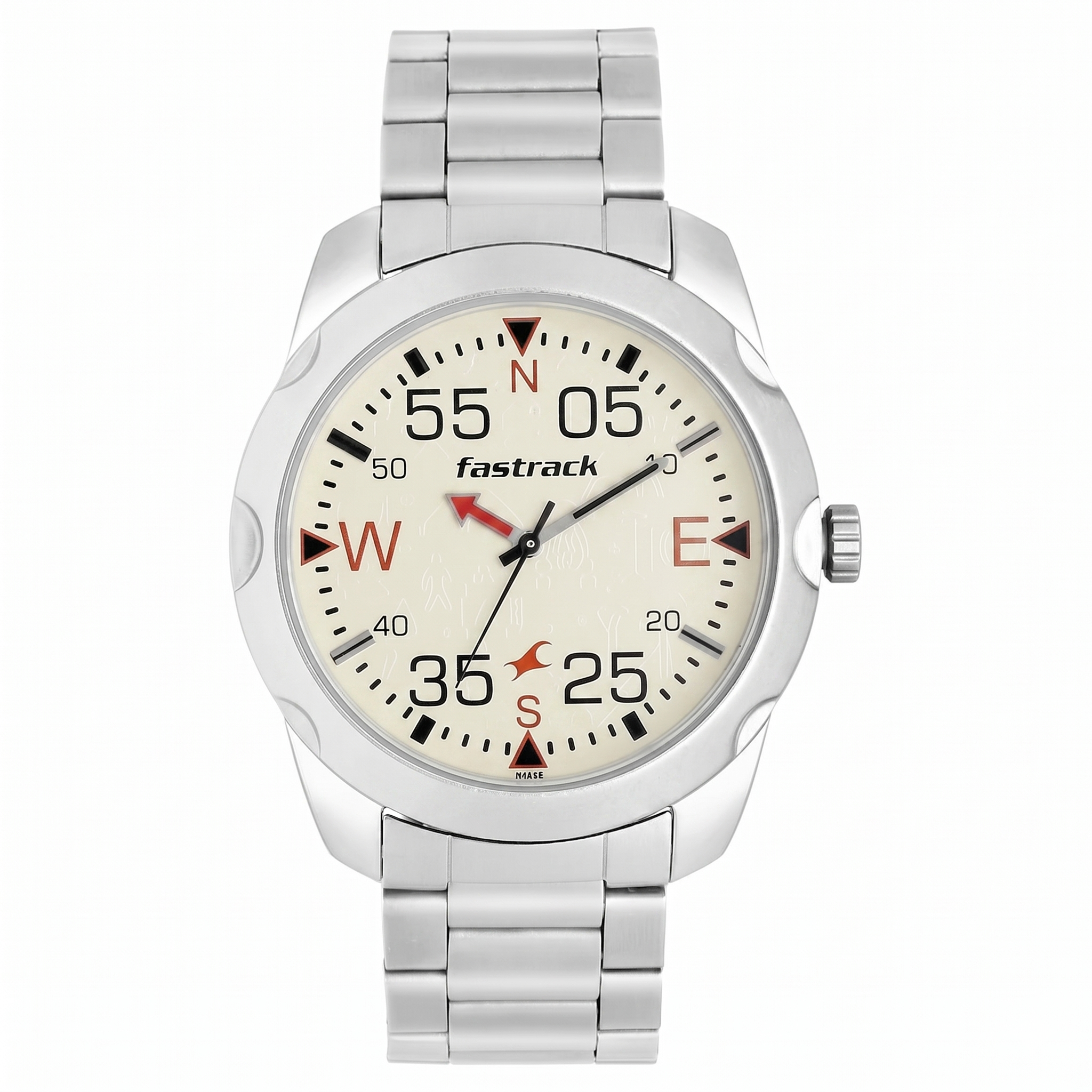 Fastrack 3123SM05 | Fastrack Road Trip Quartz Analog White Dial Stainless Steel Strap Watch for Guys