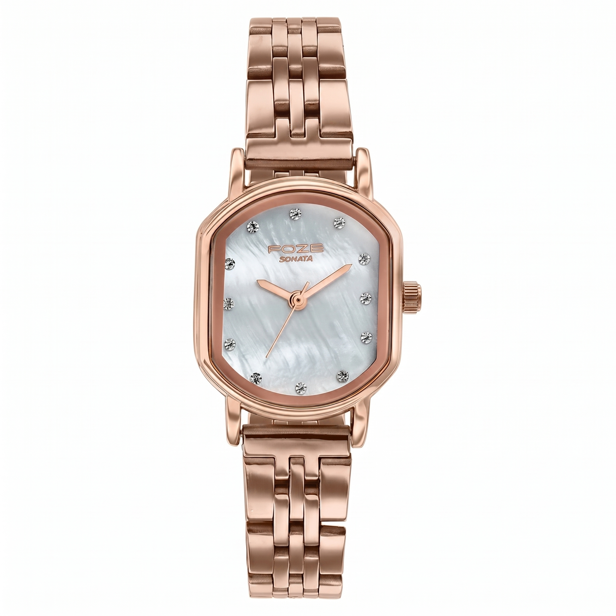 Sonata SP80161WM01 | Poze By Sonata Quartz Analog White Mother of Pearl Dial Rose Gold Stainless Steel Strap Watch For Women