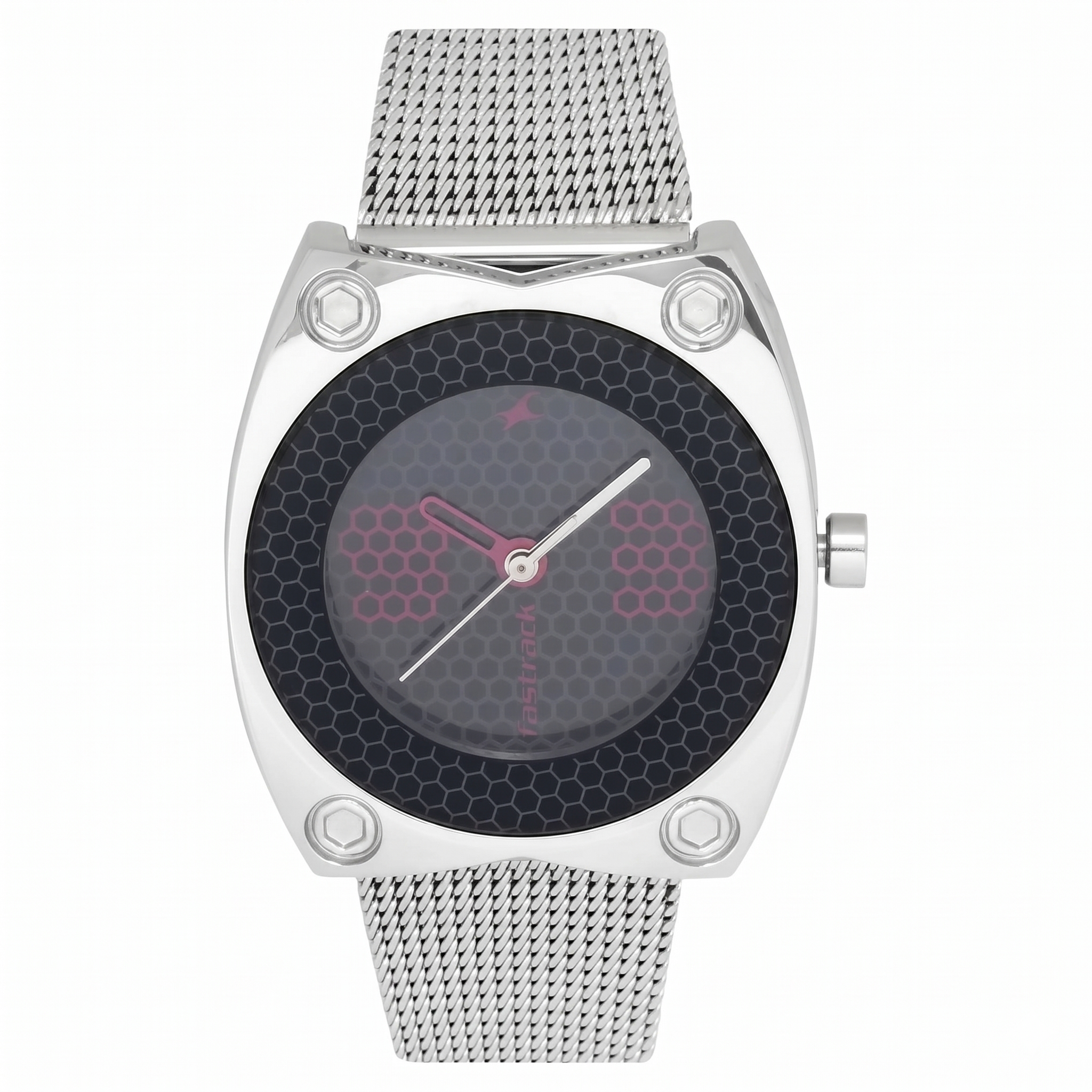 Fastrack NE6026SM02 | Fastrack Quartz Analog Black Dial Stainless Steel Strap Watch for Girls
