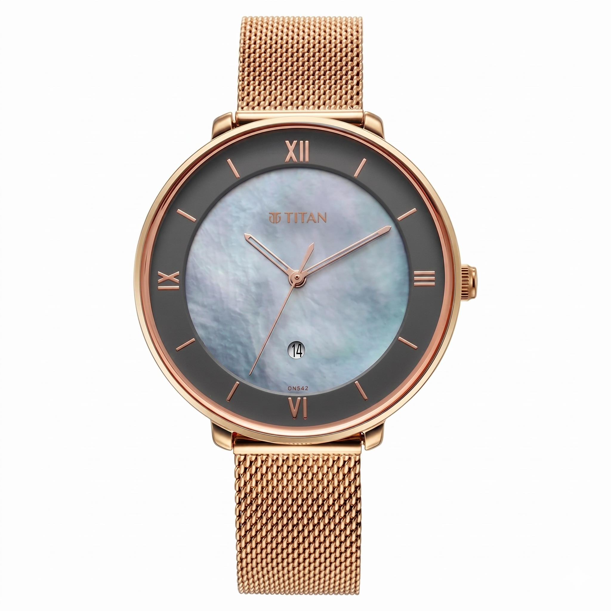Titan 2651WM10 | Titan Workwear Mother Of Pearl Dial Analog with Date Stainless Steel Strap watch for Women