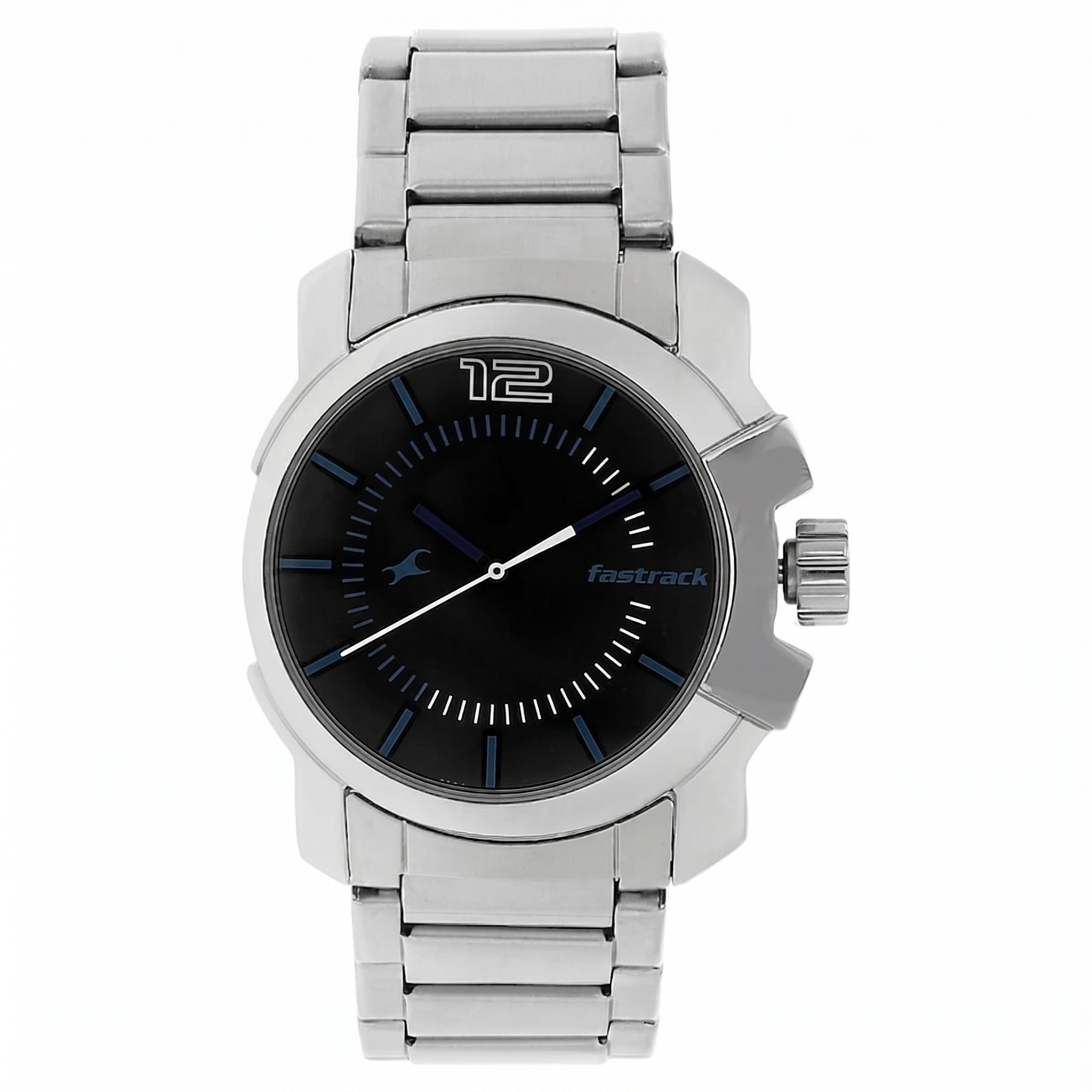 Fastrack NK3097SM01 | Fastrack Quartz Analog Black Dial Stainless Steel Strap Watch for Guys