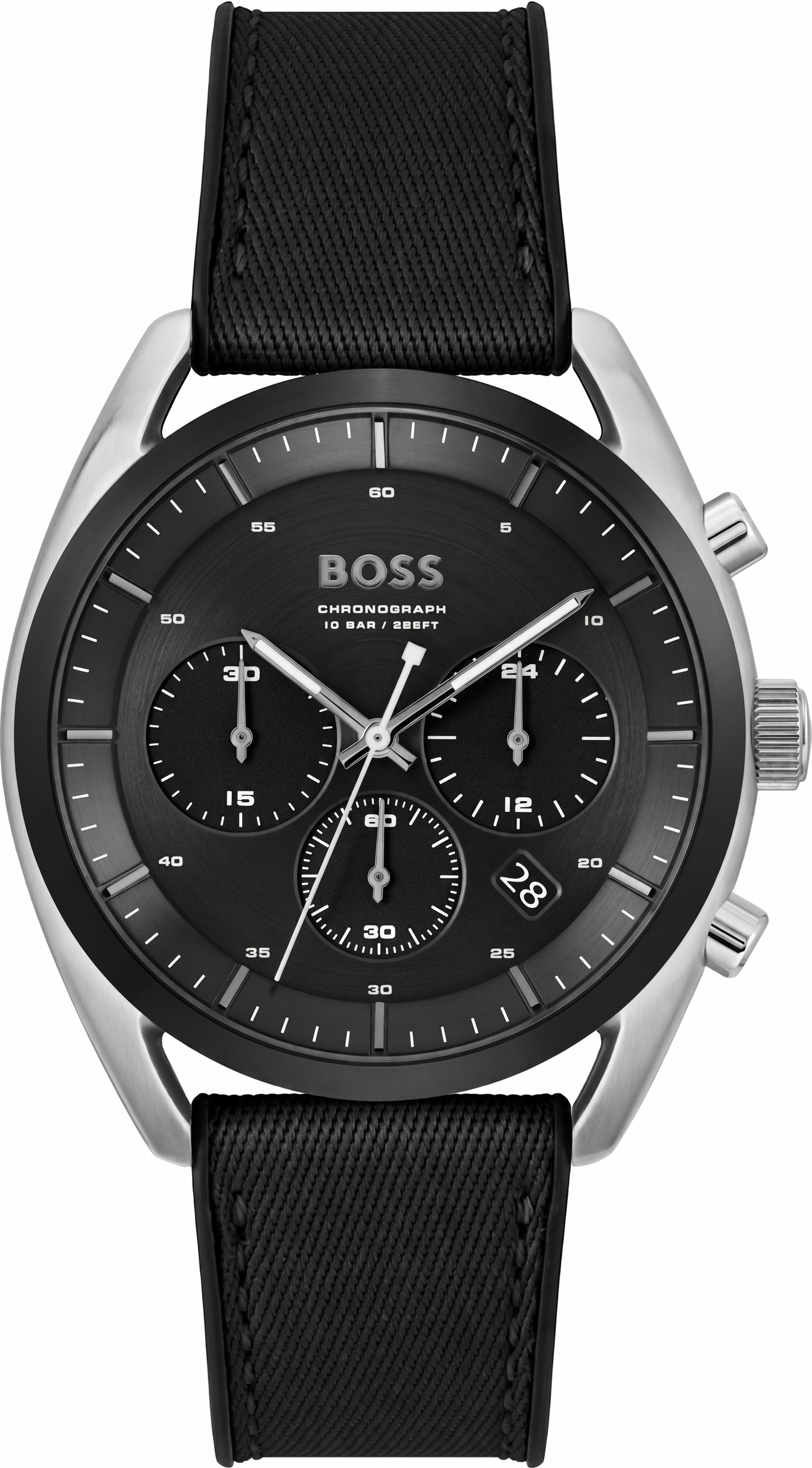 Boss 1514091 | Top Men Quartz Black Dial Chronograph Silicone Watch.
