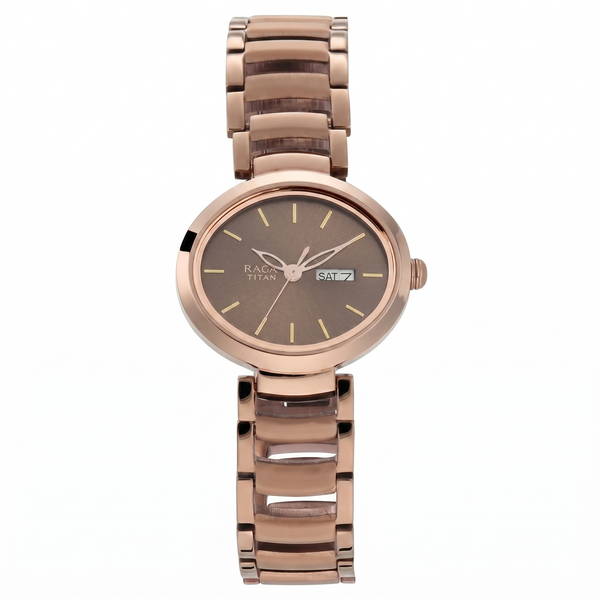 Titan 2620QM01 | Titan Raga Viva Brown Dial Analog with Day and Date M ...