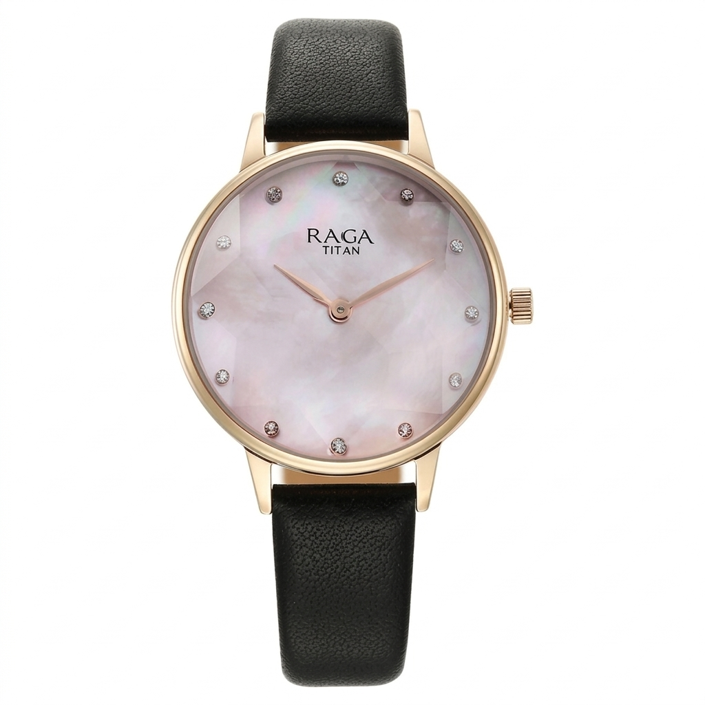 Titan 95274WL01 | Titan Raga Showstopper Quartz Analog Mother Of Pearl Dial Leather Strap Watch for Women
