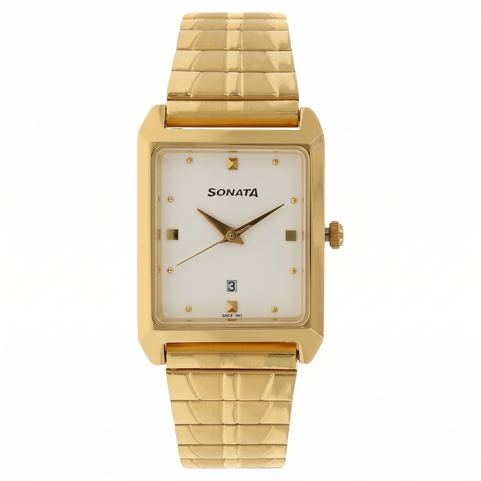 Sonata 7007YM | Sonata Quartz Analog White Dial Stainless Steel Strap Watch for Men
