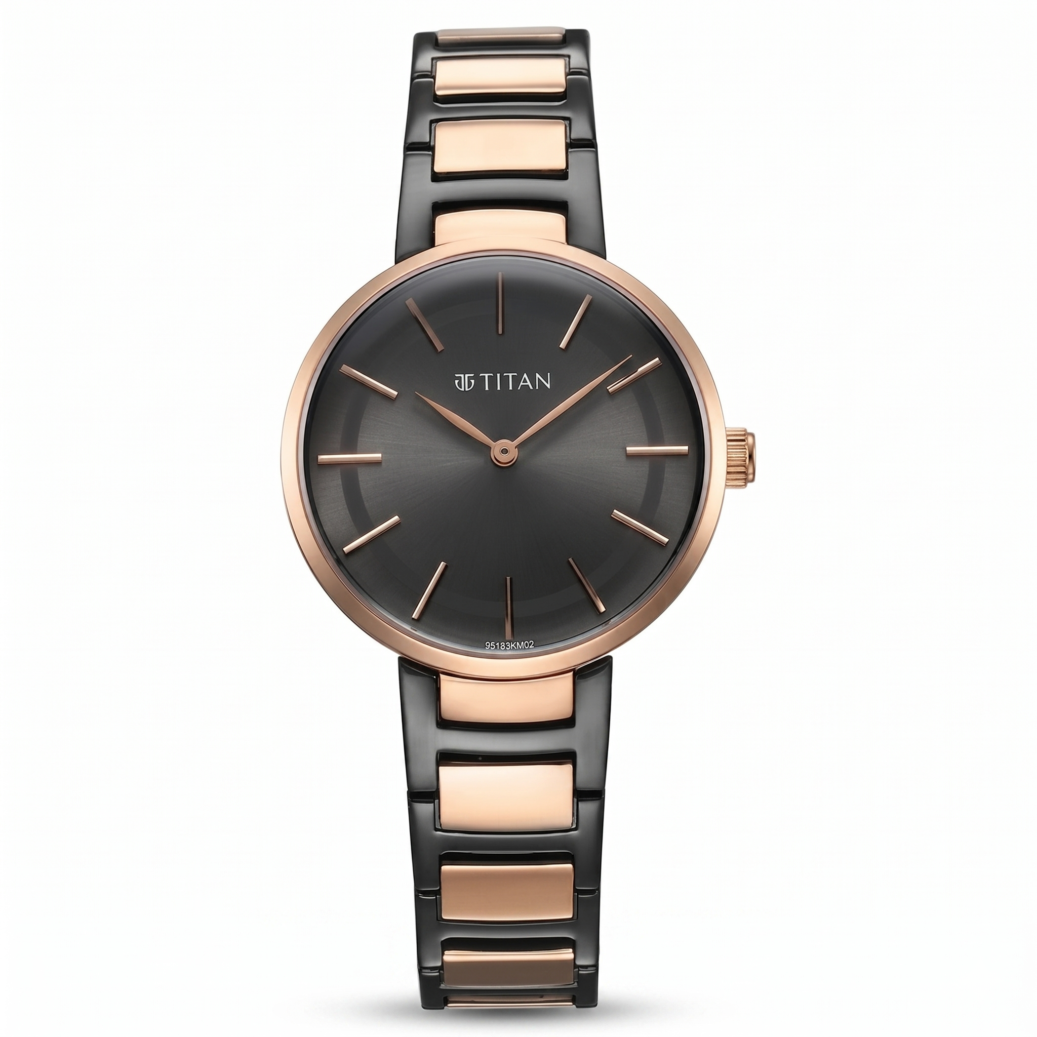 Titan 95183KM02 | Titan Workwear Quartz Analog Anthracite Dial Stainless Steel Strap Watch for Women