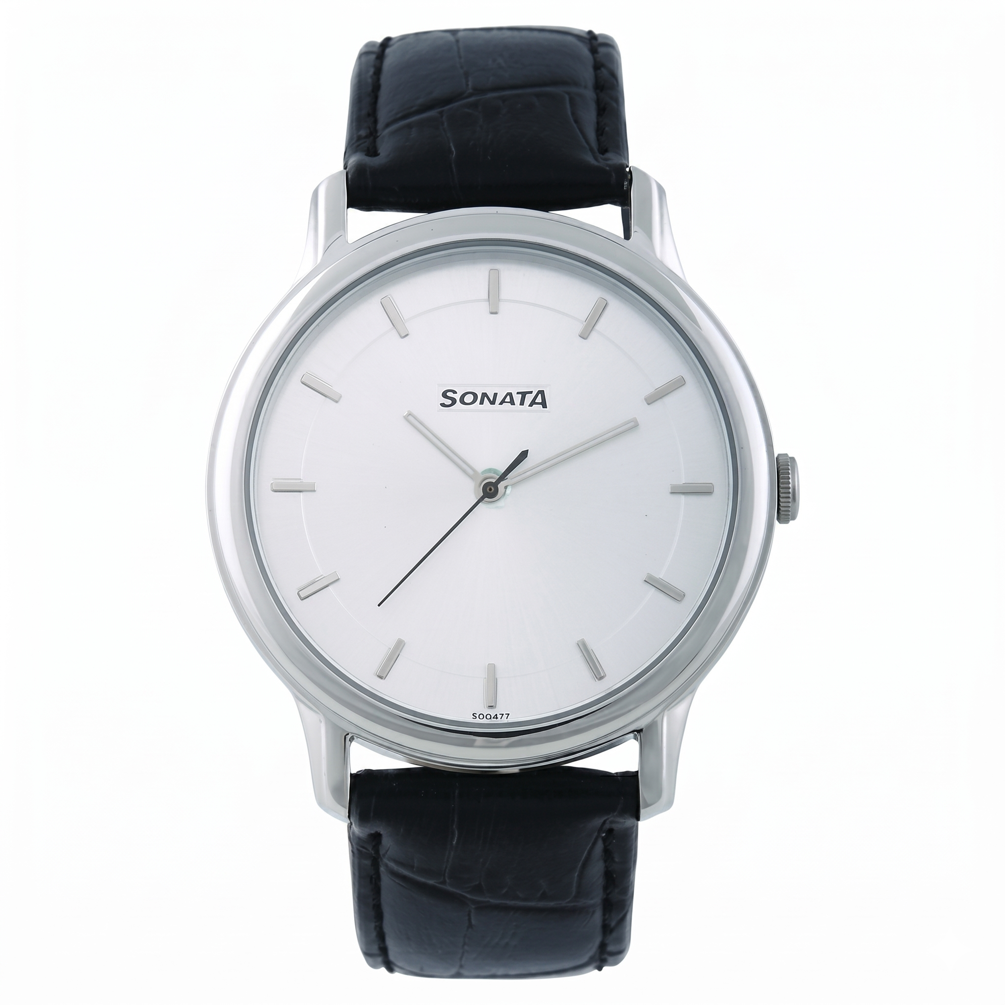 Sonata NN7128SL01 | Sonata Quartz Analog Silver Dial Leather Strap Watch for Men