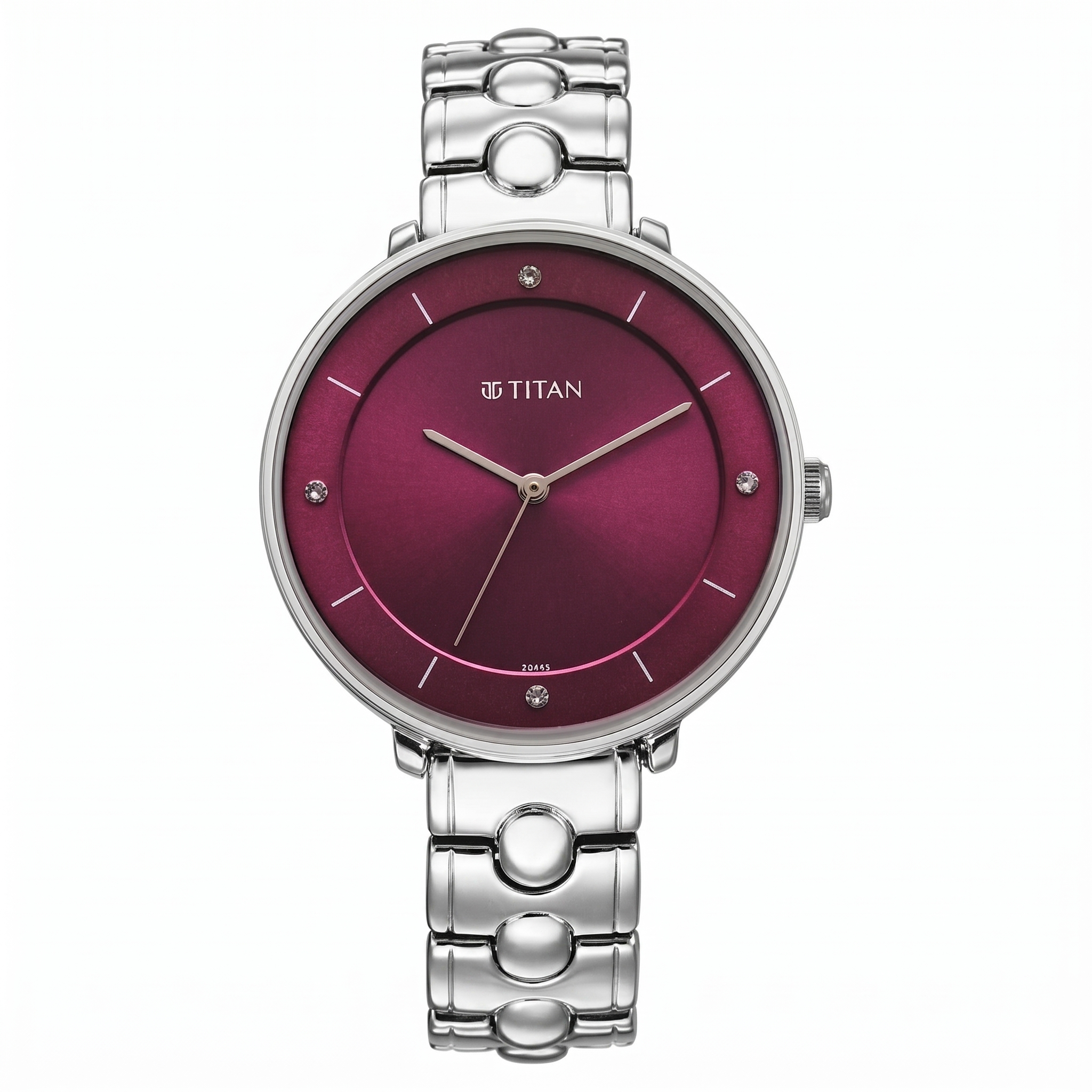Titan 2651SM09 | Titan Workwear Quartz Analog Maroon Dial Silver Colour Metal Strap Watch For Women
