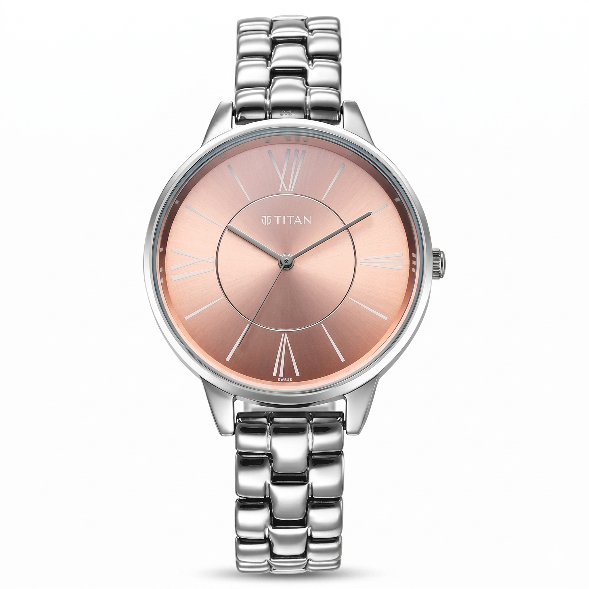 Titan 2648SM14 | Titan Neo Quartz Analog Rose Gold Dial Silver Metal Strap Watch For Women