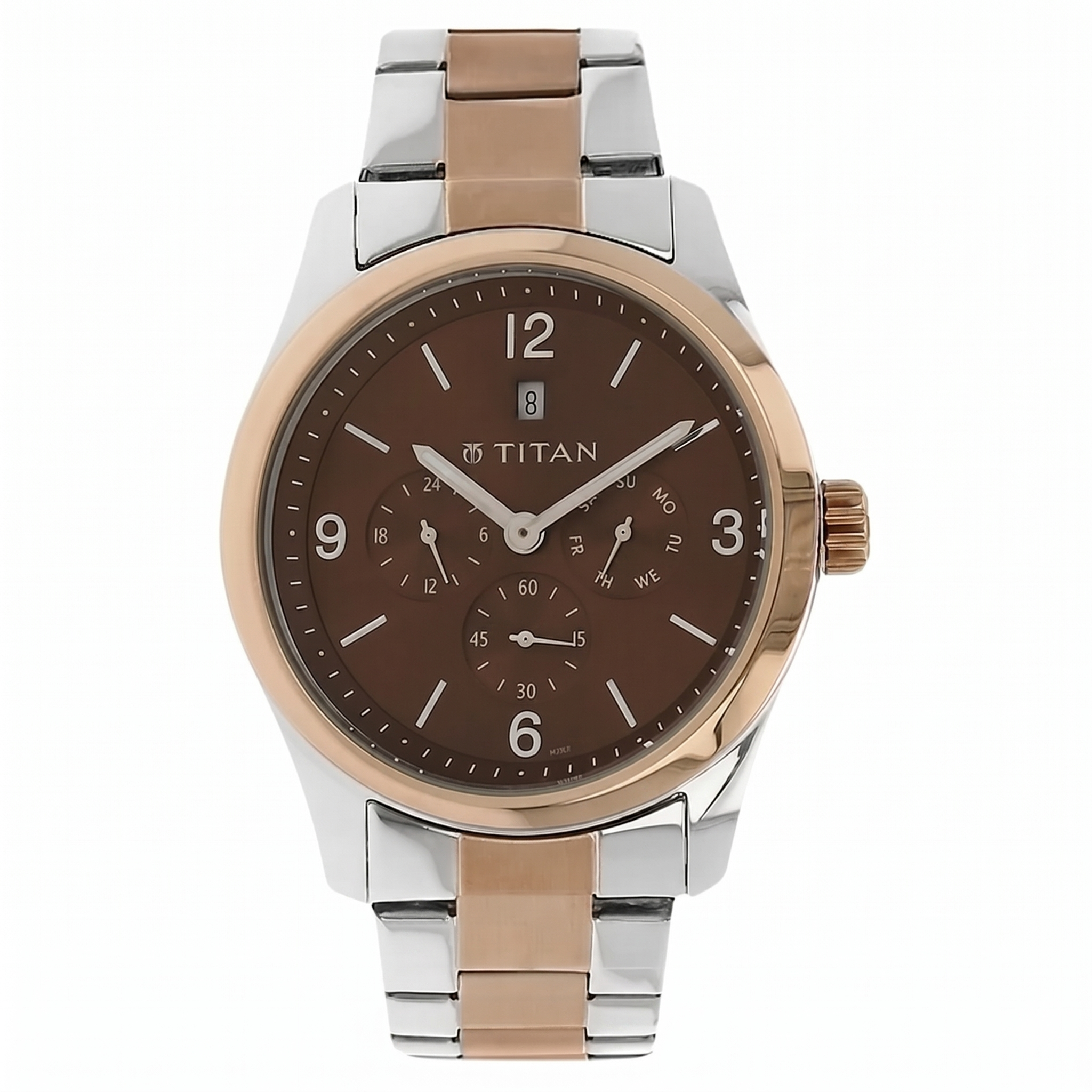 Titan 9493KM01J | Titan Quartz Analog Brown Dial Metal Strap Watch for Men