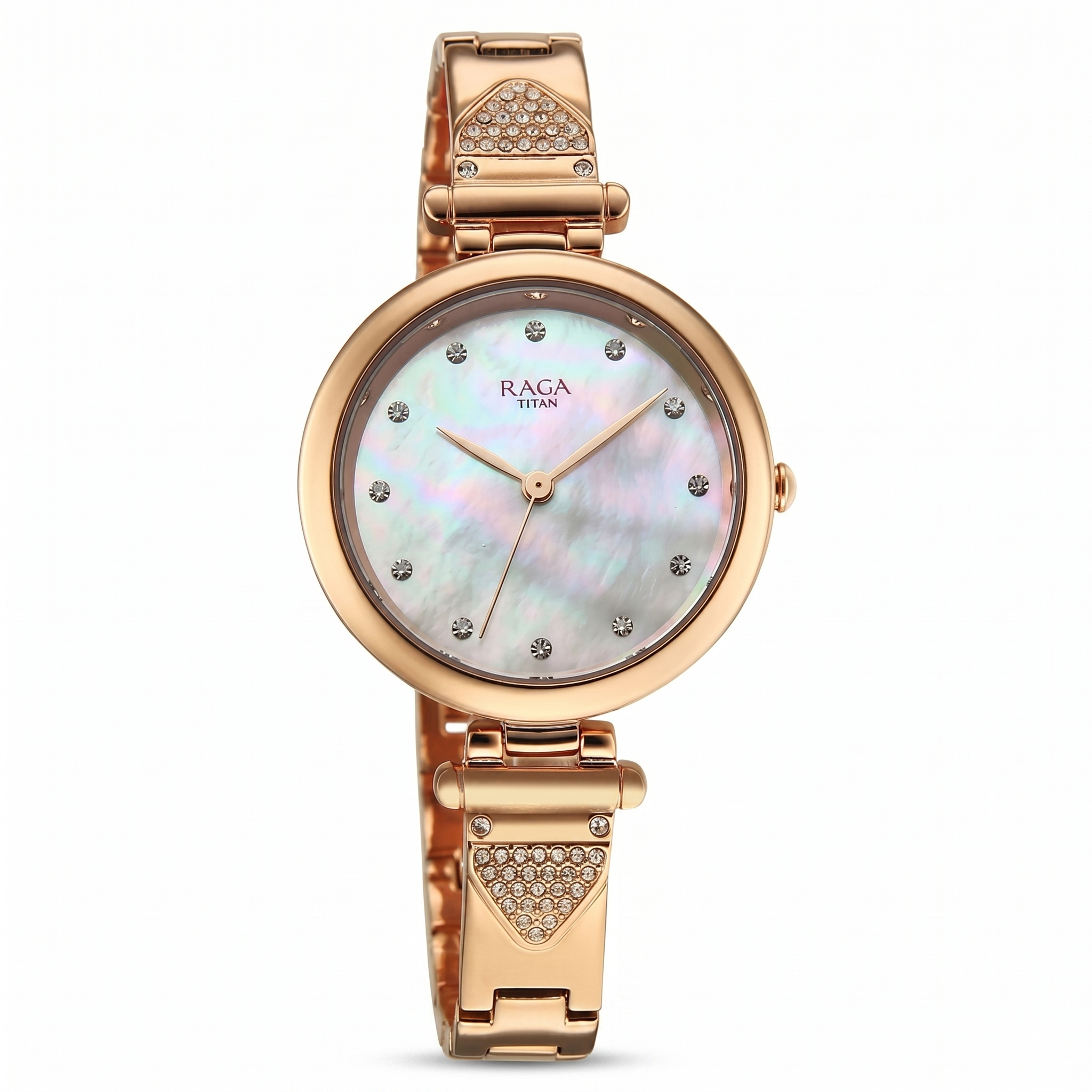 Titan 95363WM01 | Titan Raga Glimmers Quartz Analog Mother of Pearl Dial Rose Gold Metal Strap Watch For Women