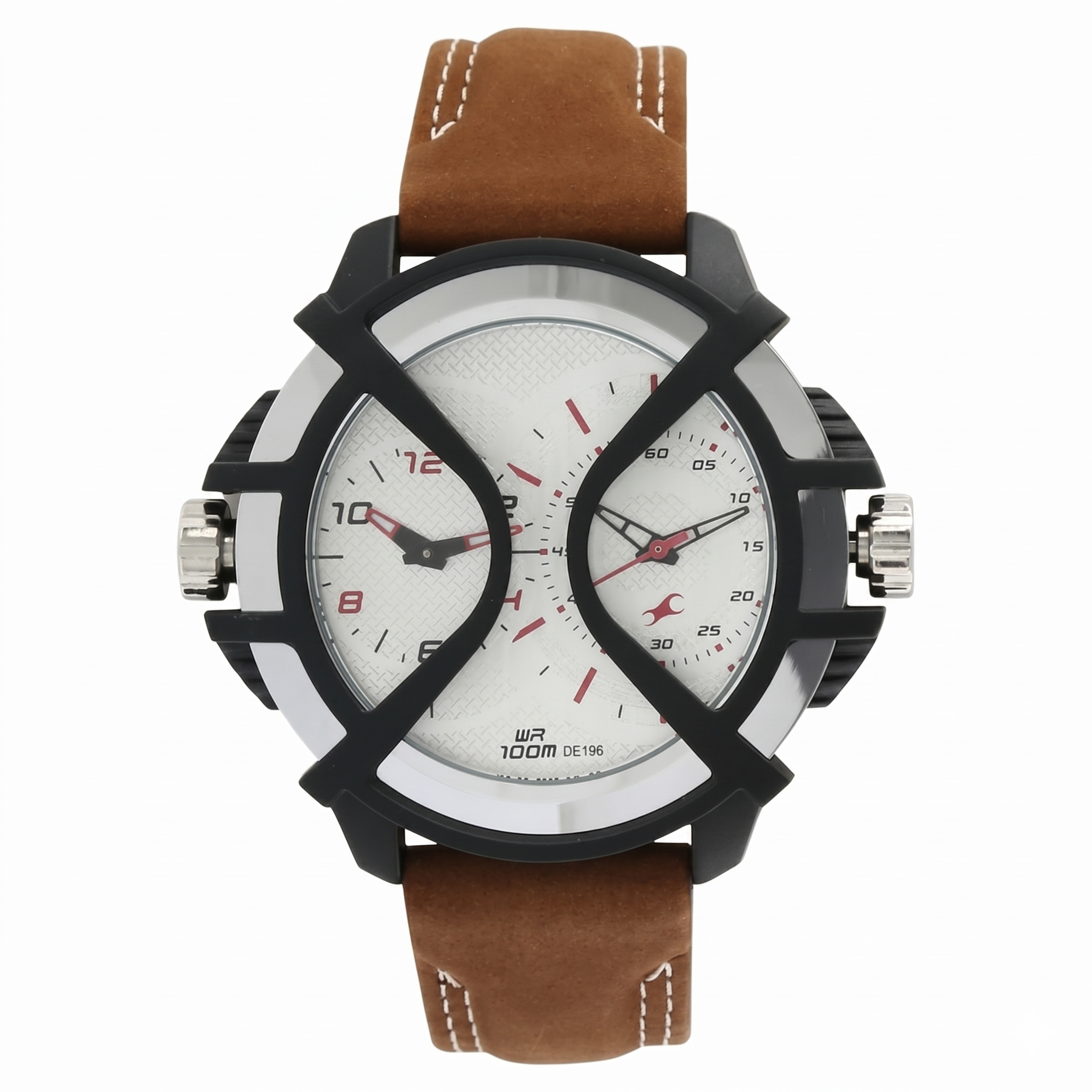Fastrack 38016PL02 | Fastrack Quartz Analog Silver Dial Leather Strap Watch for Guys