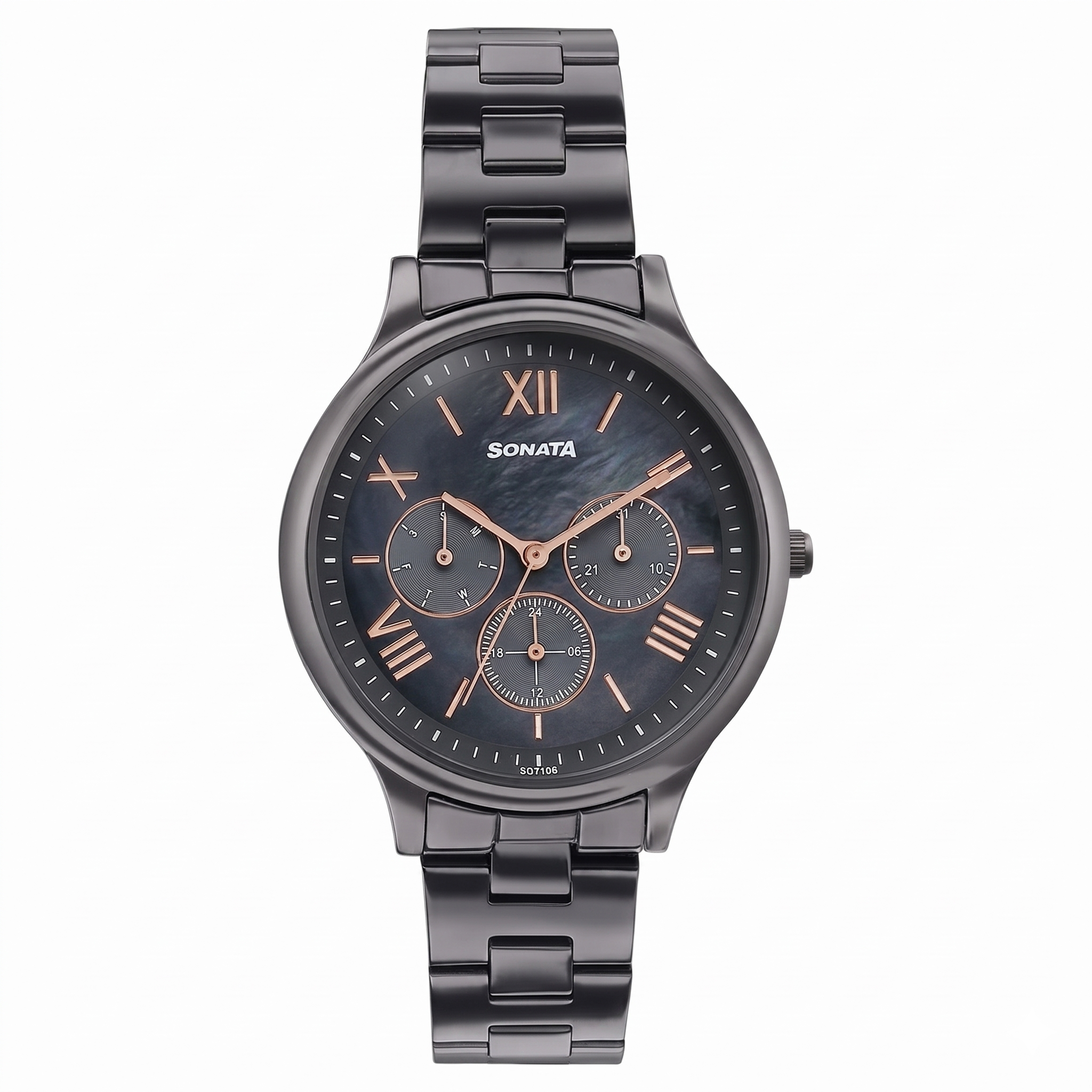 Sonata 87119QM01 | Sonata Women's Work Wear braitiful gun metal Watch - Premium Multifunction design for everyday style
