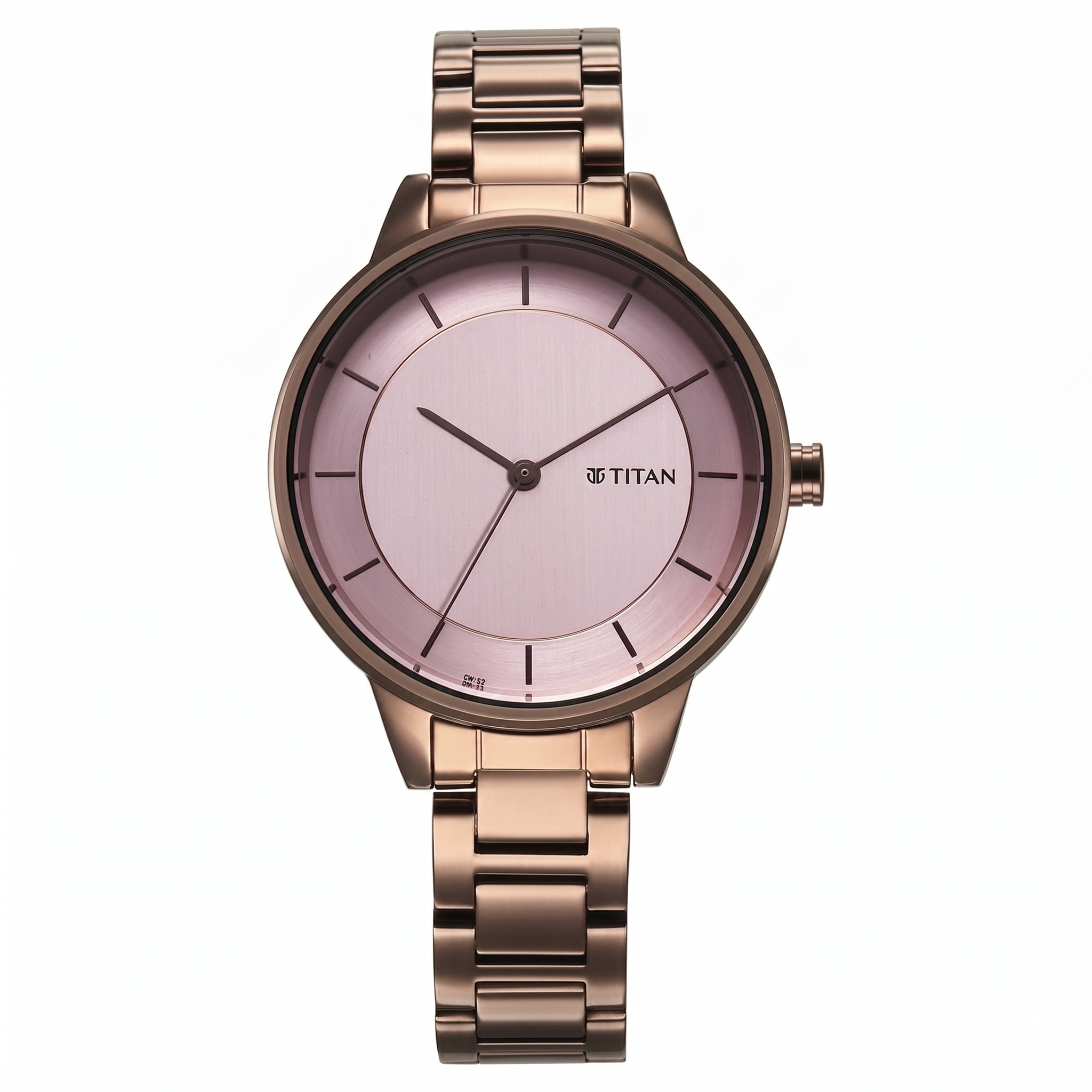 Titan 2648QM02 | Titan Razzle Dazzle Quartz Analog Pink Dial Brown Stainless Steel Strap Watch For Women