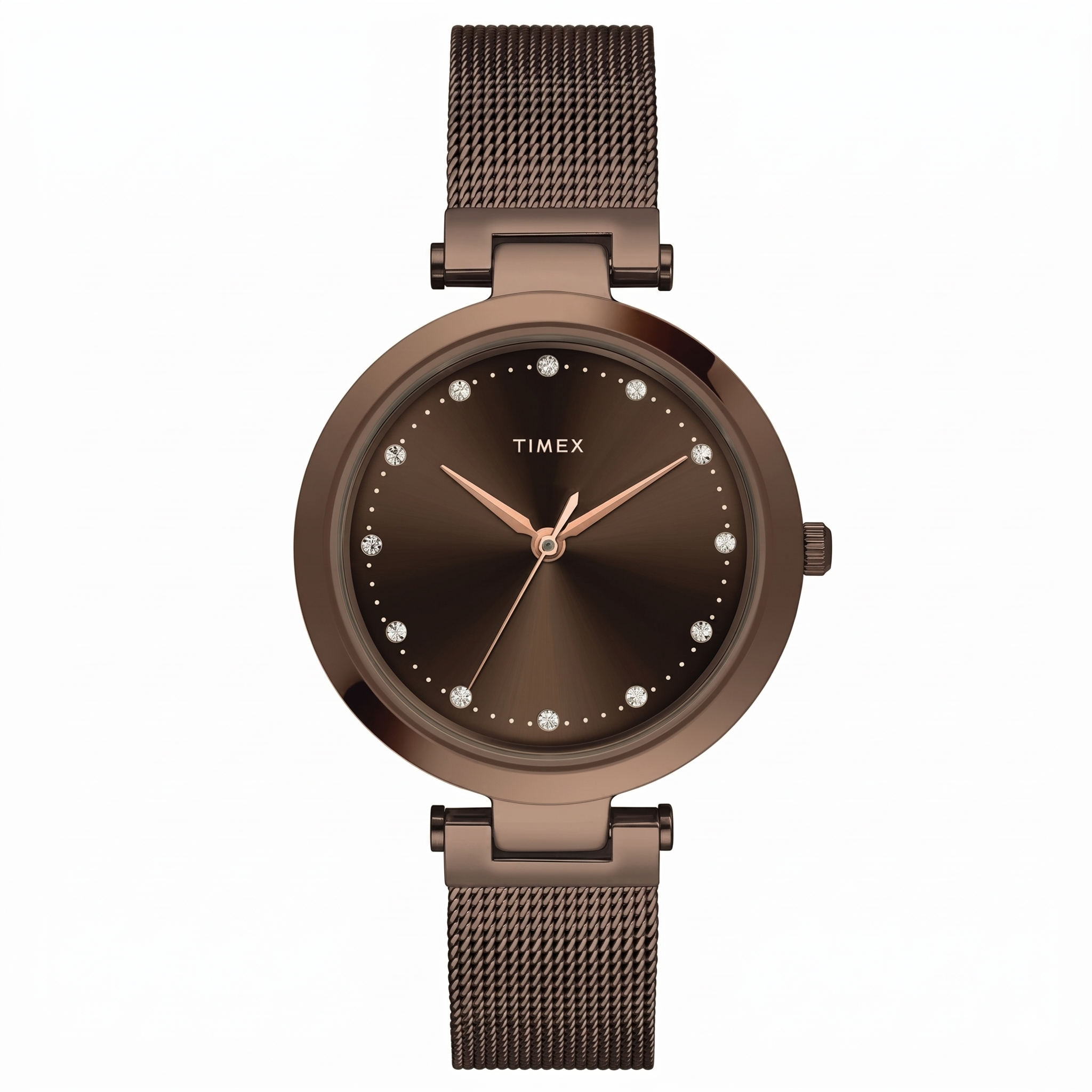 Timex TWEL11825 | Timex Fashion Women's Brown Dial Round Case 3 Hands Function Watch
