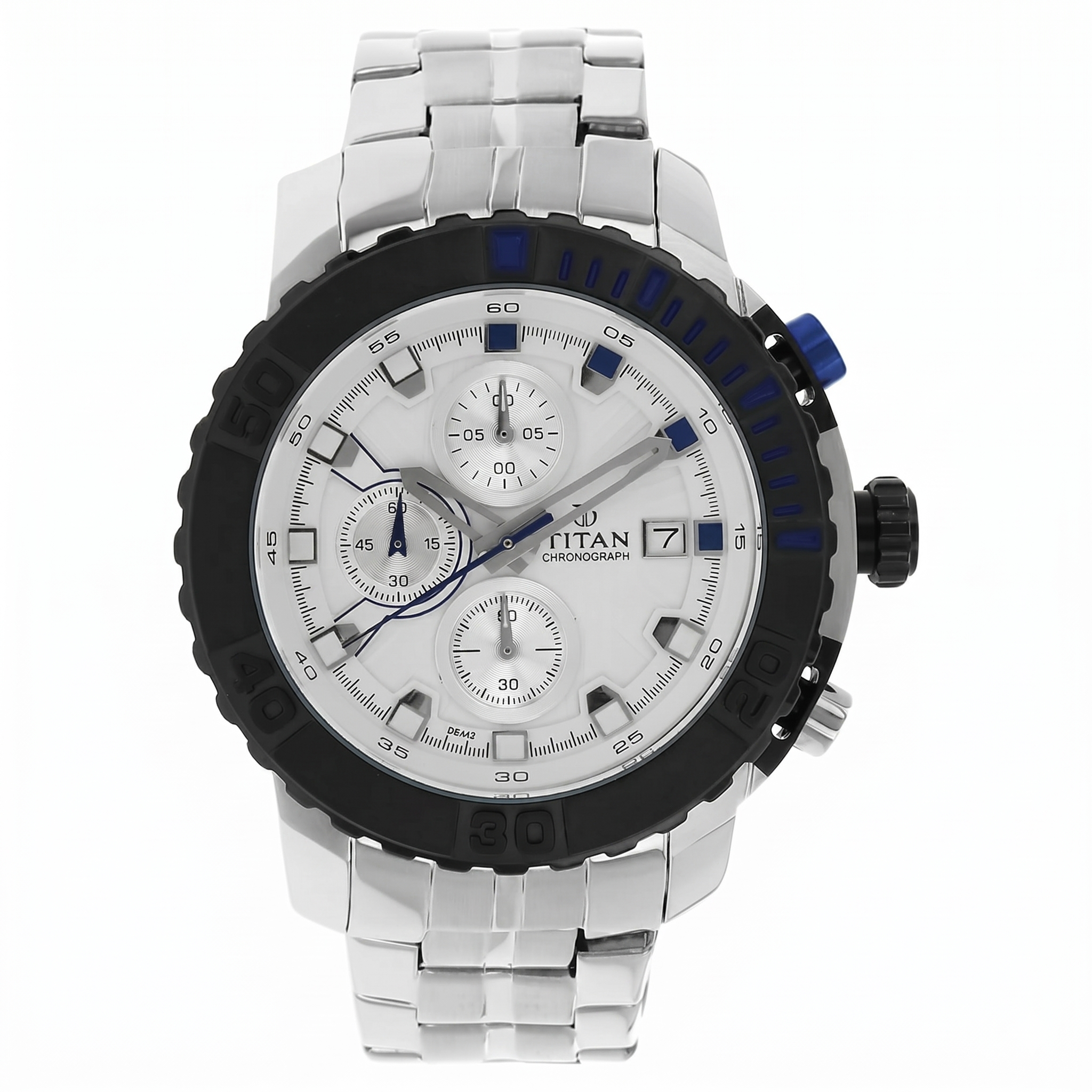 Titan 90029KM02 | Titan Quartz Chronograph Silver Dial Stainless Steel Strap Watch for Men