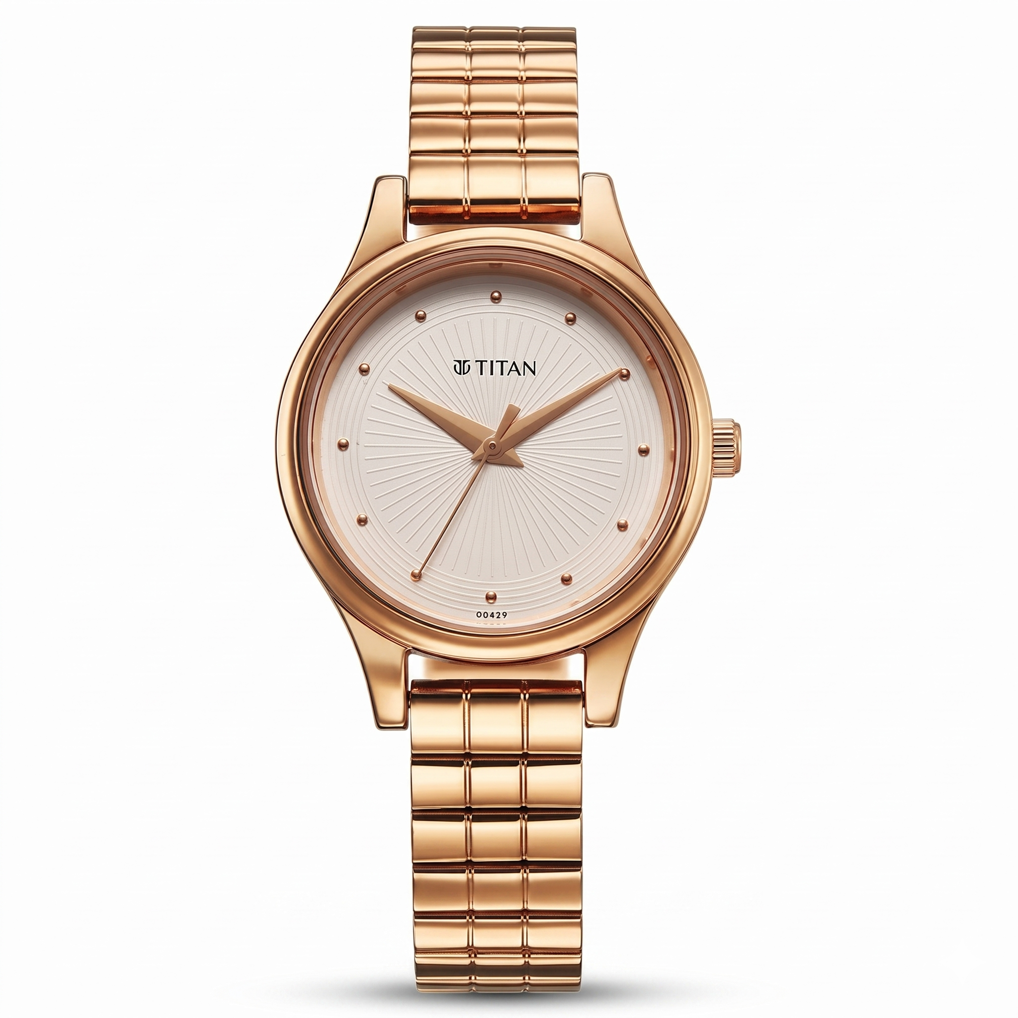 Titan 2679WM02 | Titan Karishma Quartz Analog Off White Dial Rose Gold Stainless Steel Strap Watch For Women