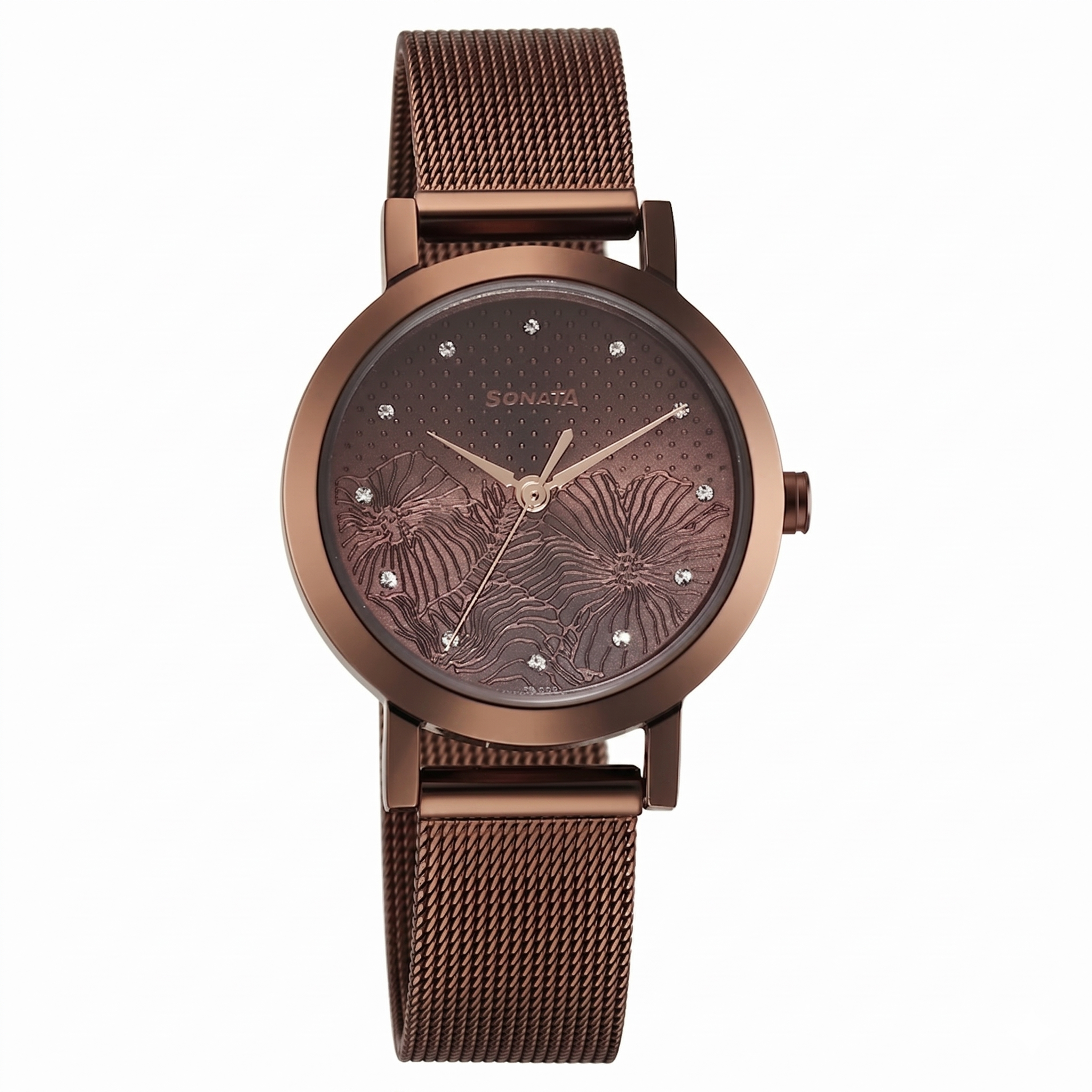 Sonata 8174QM02 | Sonata Quartz Analog Brown Stainless Steel Strap for Women