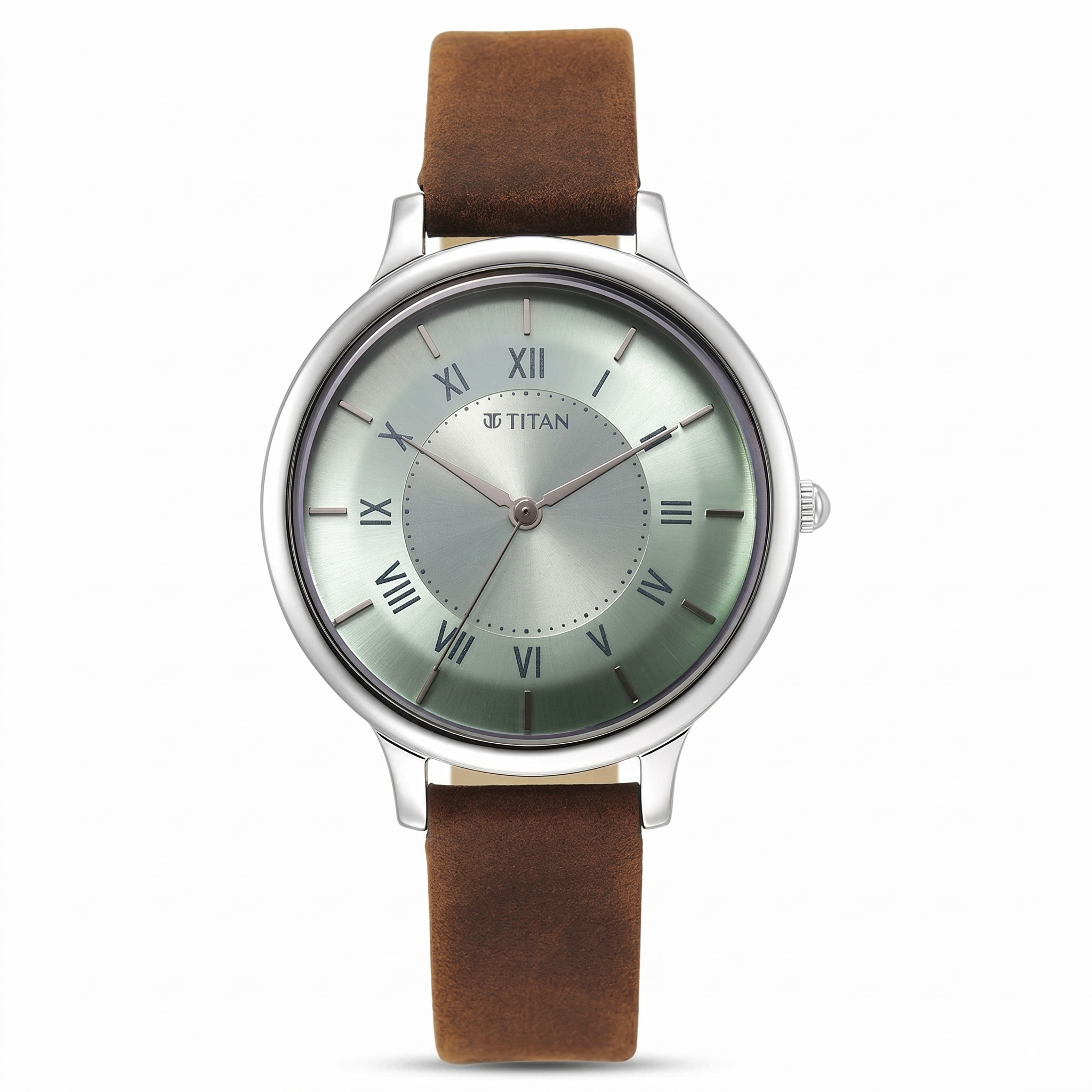 Titan 2732SL02 | Titan Workwear Quartz Analog Silver Dial Brown Leather Strap Watch For Women