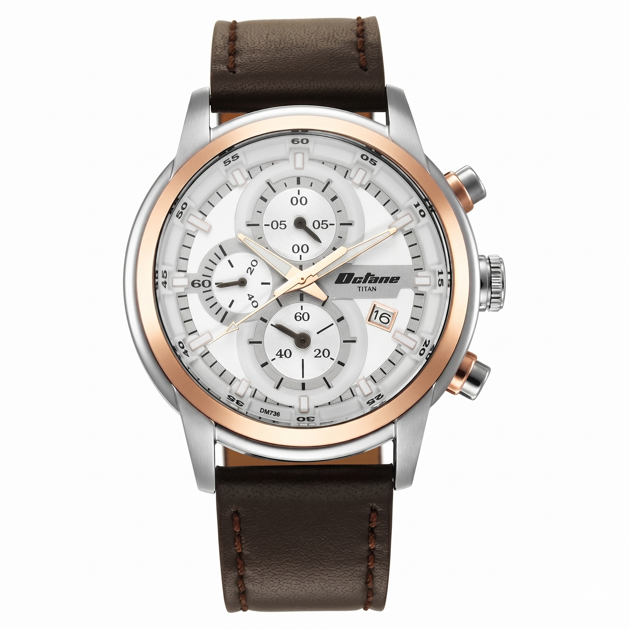 Titan 90086KL02 | Titan Octane Silver Dial Analog with Date Leather Strap Watch for Men