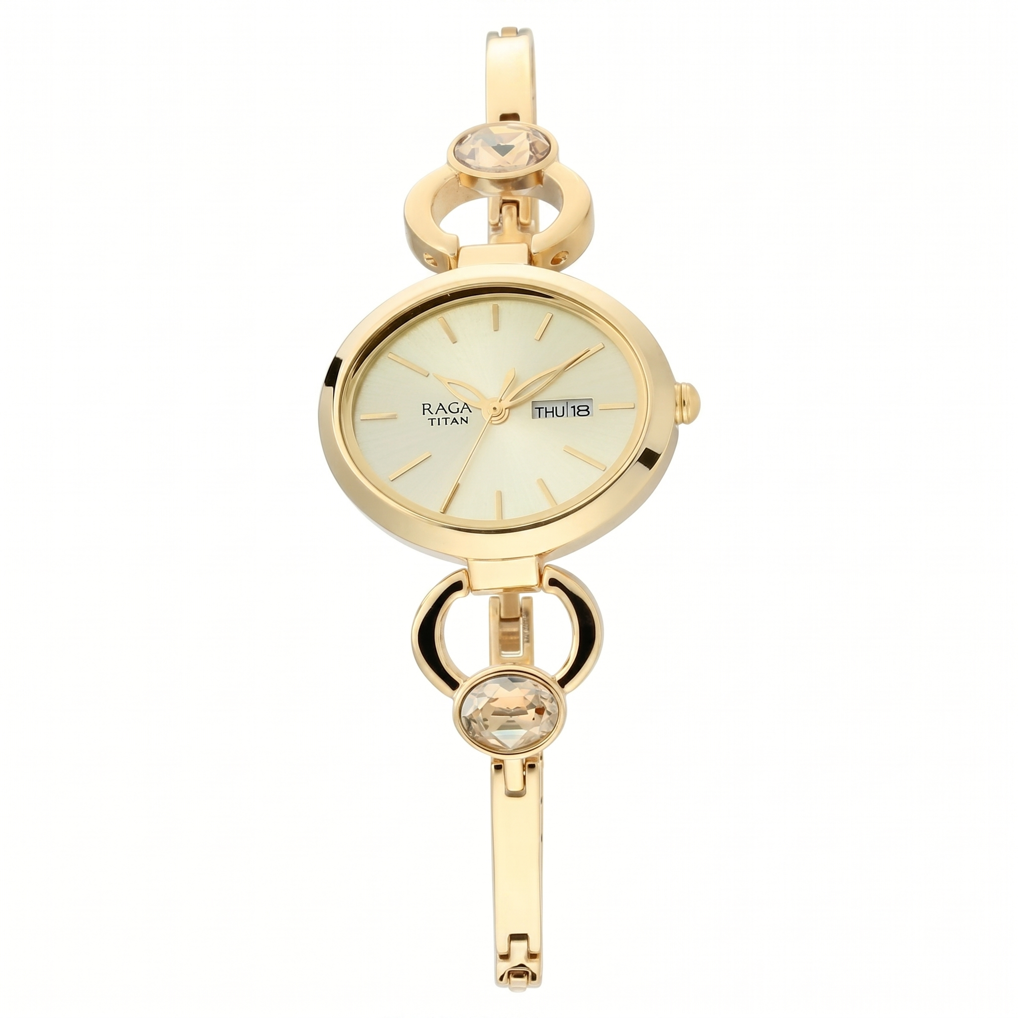 Titan 2621YM01 | Titan Raga Viva Champagne Dial Analog with Day and Date Metal Strap watch for Women
