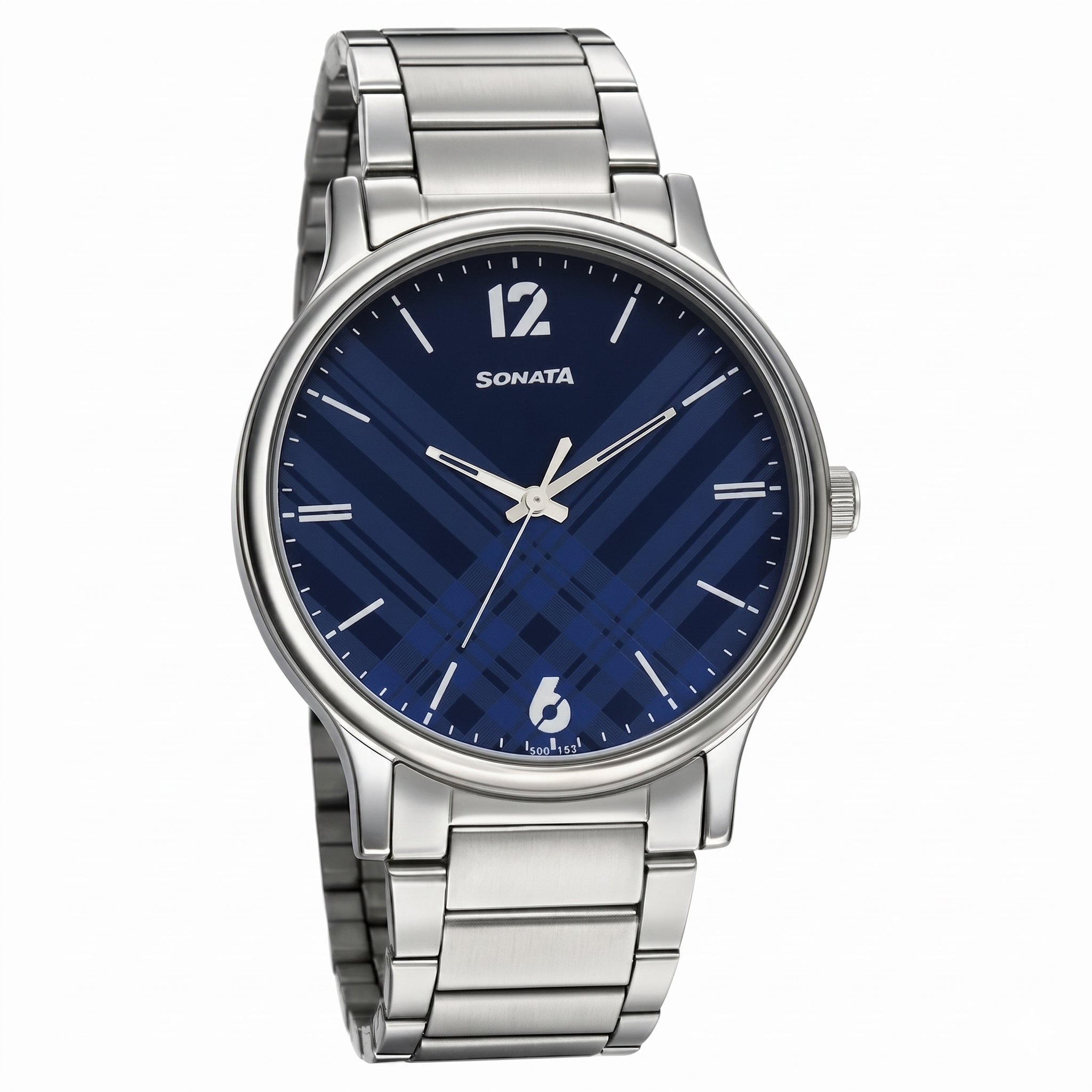 Sonata 77105SM08 | Sonata Aspire Quartz Analog Blue Dial Stainless Steel Strap Watch for Men