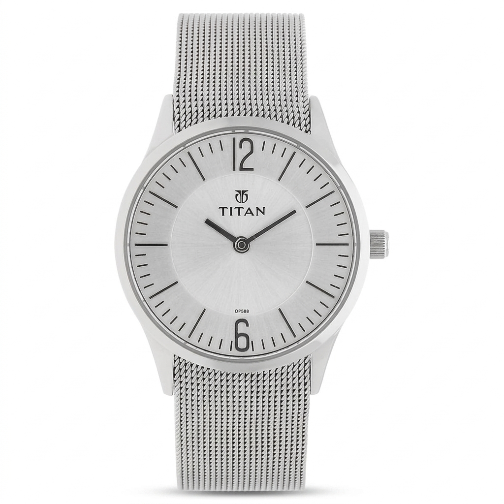 Titan 95035SM01 | Titan Quartz Analog Silver Dial Stainless Steel Strap Watch for Women