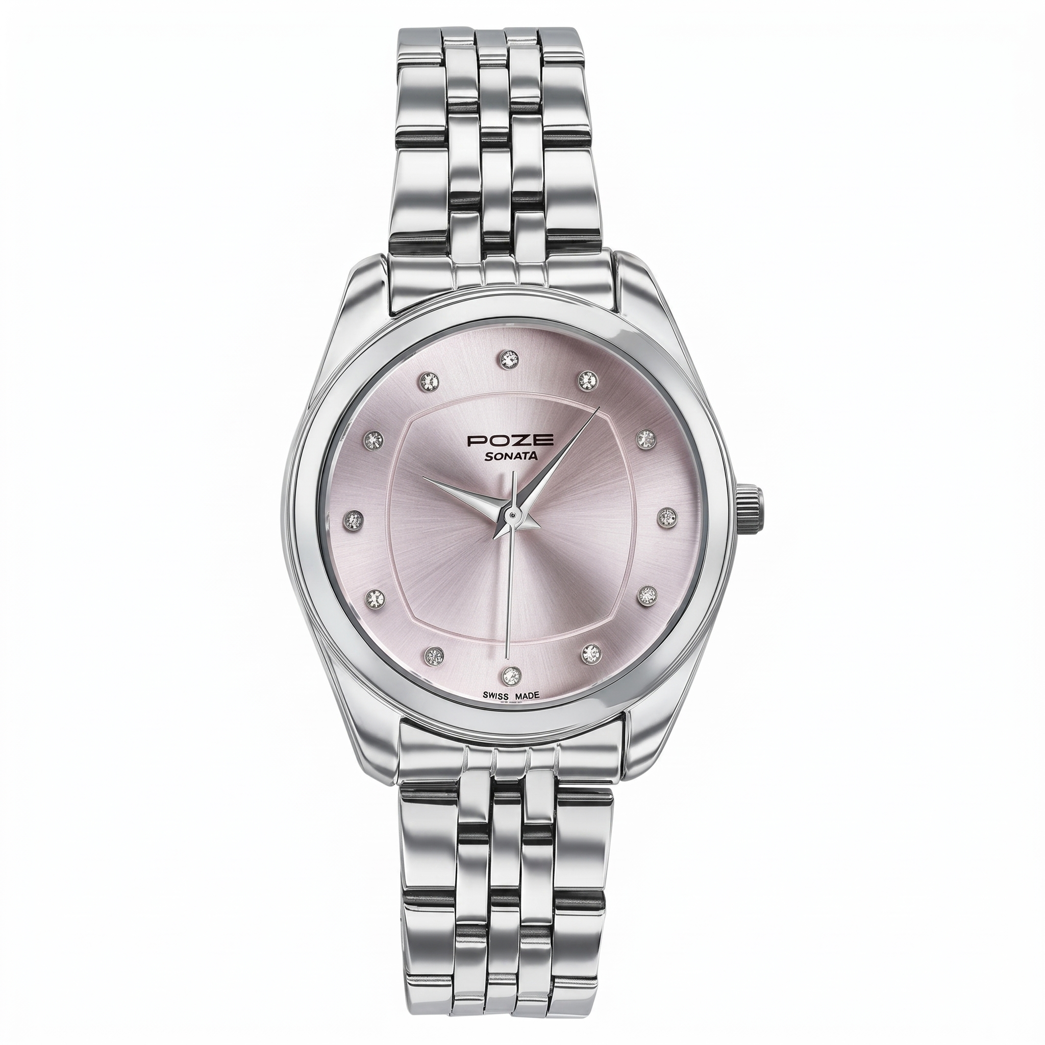 Sonata SP80146SM01W | Poze By Sonata Quartz Analog Pink Dial Silver Metal Strap Watch For Women