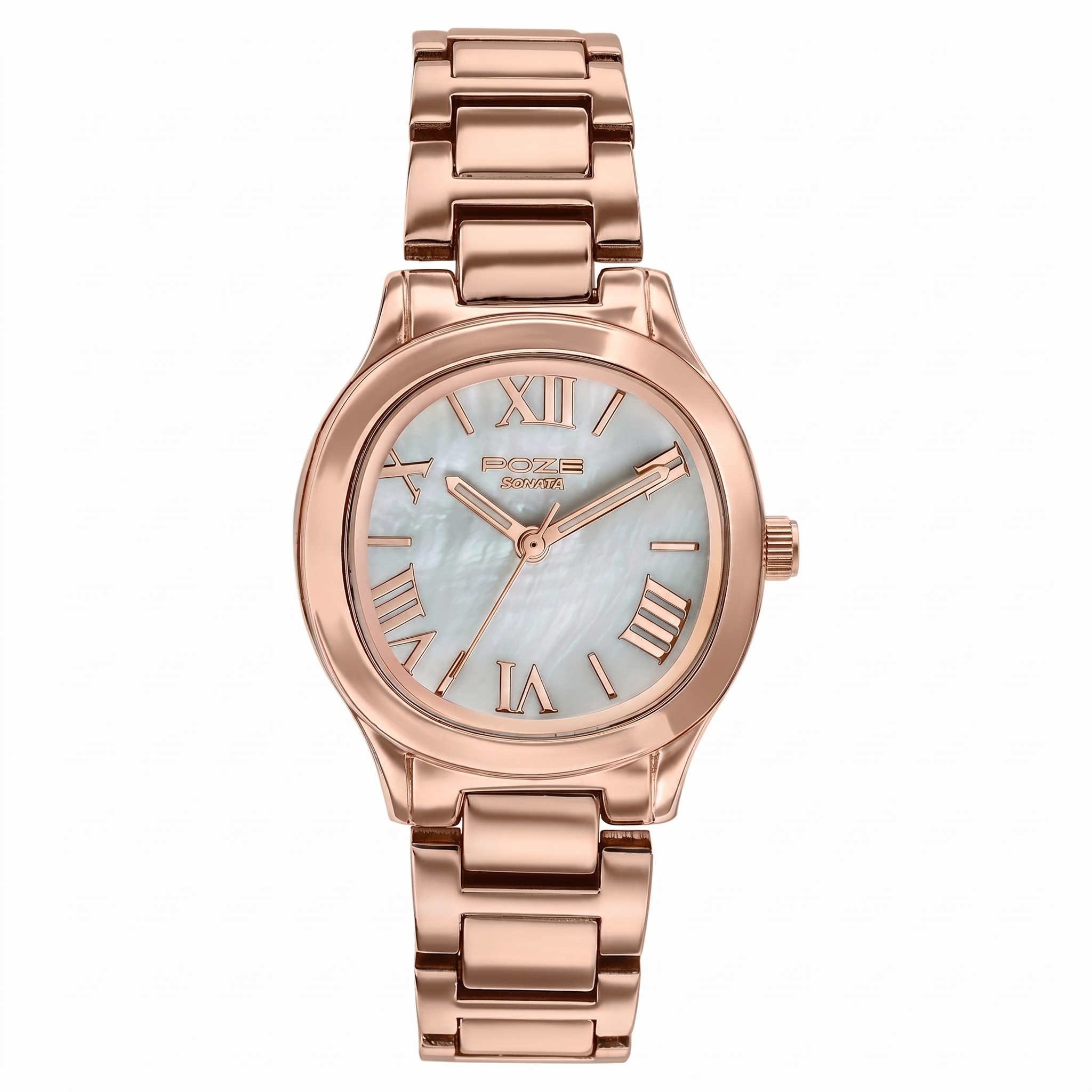 Sonata SP80162WM01 | Poze By Sonata Quartz Analog White Mother of Pearl Dial Rose Gold Metal Strap Watch For Women