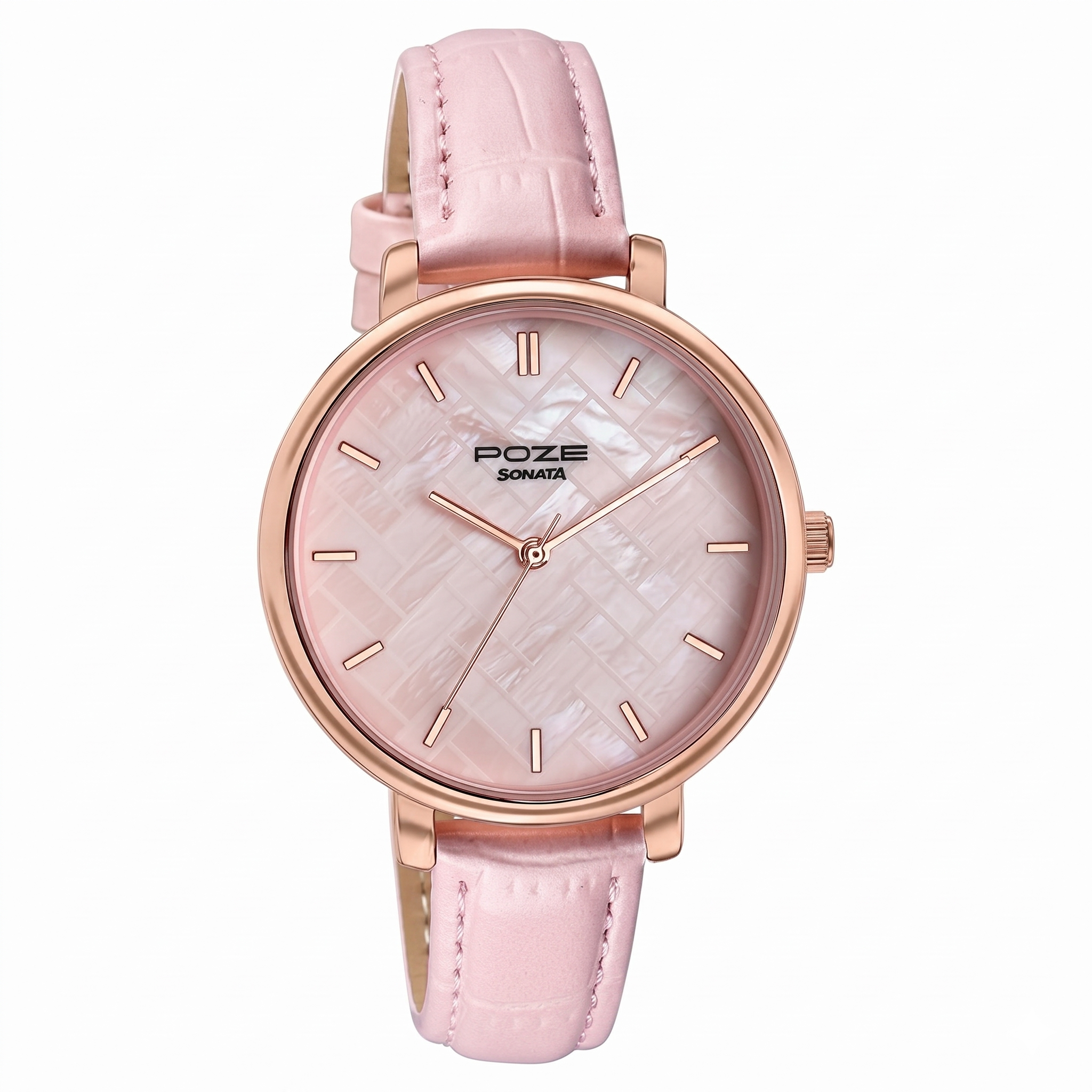 Sonata SP80119WL02 | Sonata Poze Quartz Analog Pink Dial Pink Colour Leather Strap Watch For Women