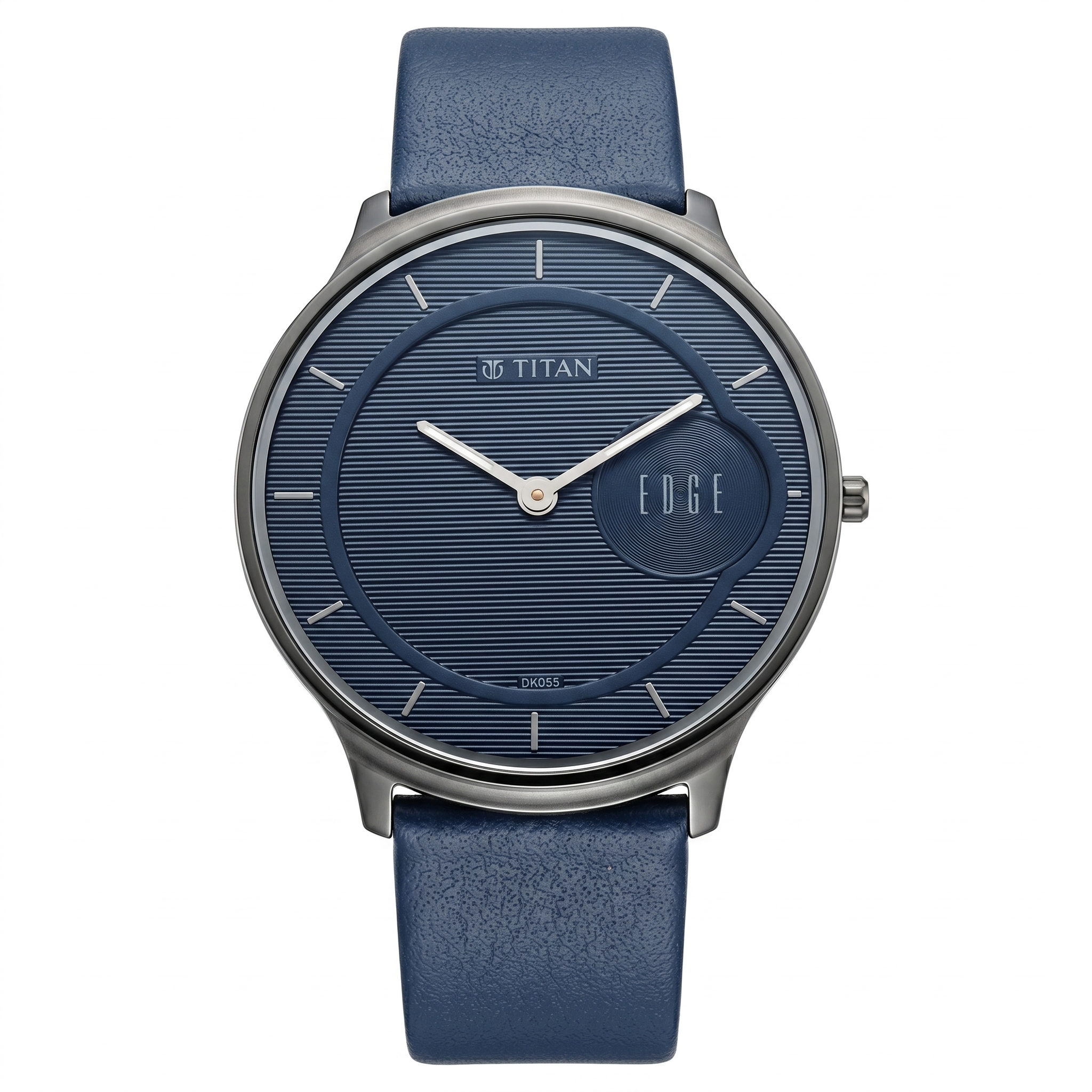 Titan 1843QL01 | Titan Edge Quartz Analog Blue Dial Blue Leather Strap Watch For Men