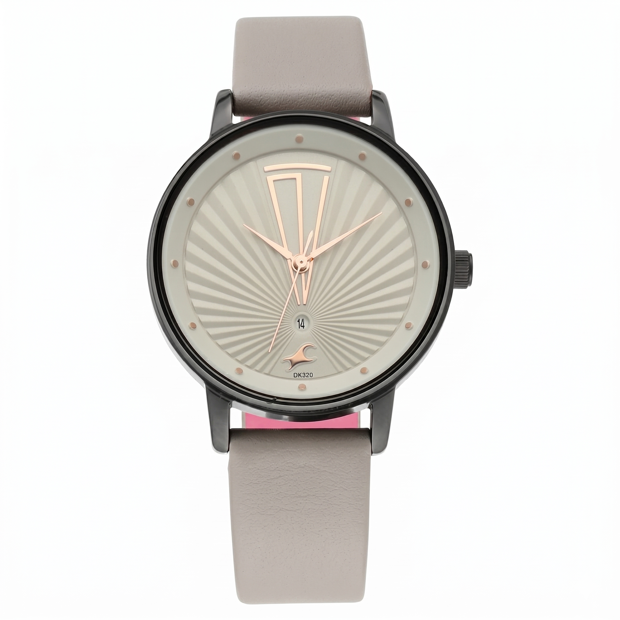 Fastrack NR6206NL01 | Fastrack Ruffles Quartz Analog with Date Grey Dial Leather Strap Watch for Girls