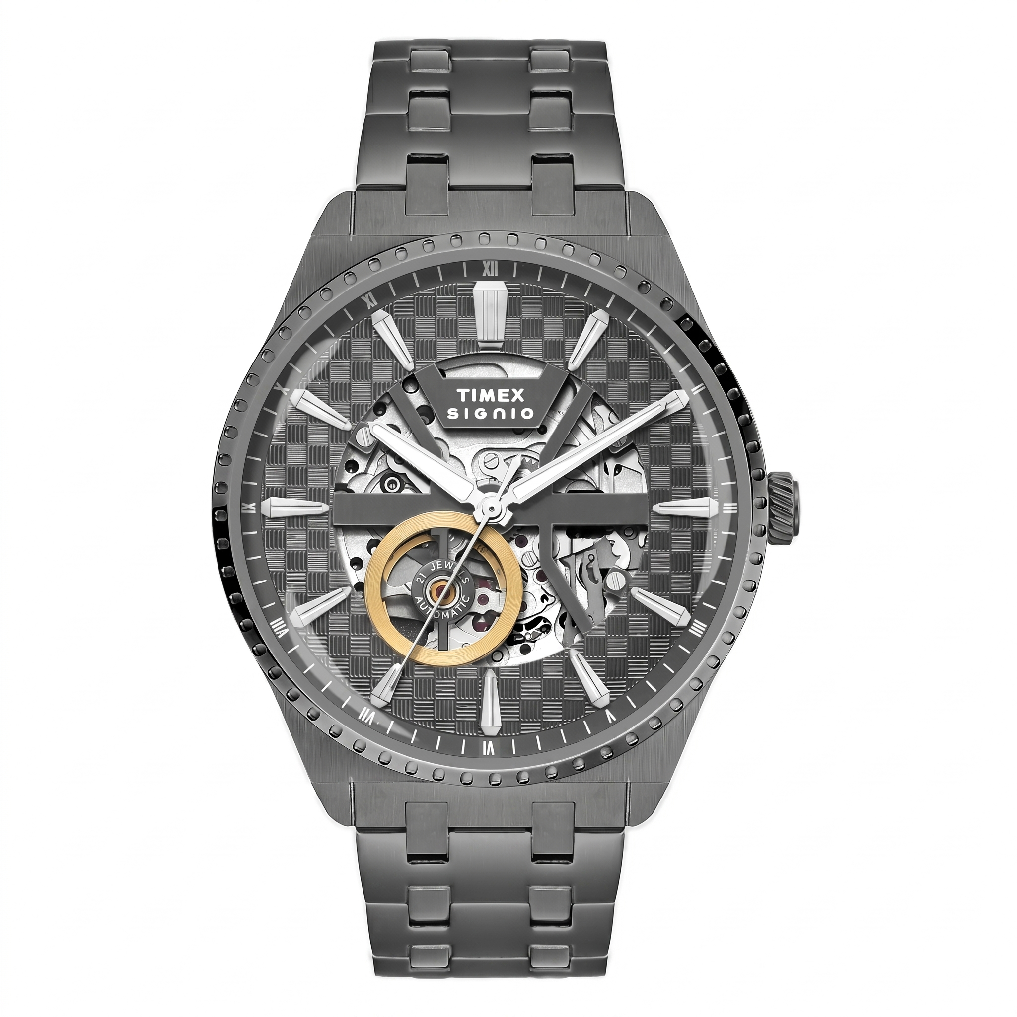Timex TWEG34001 | Timex Signio Round 44mm Gunmetal Dial Automatic Men Watch.