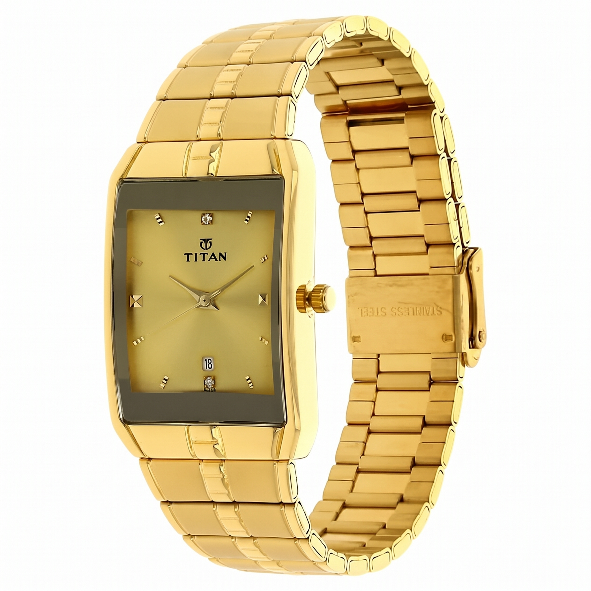 Titan 9151YM03 | Titan Golden Dial Analog with DateMetal Strap watch for Men