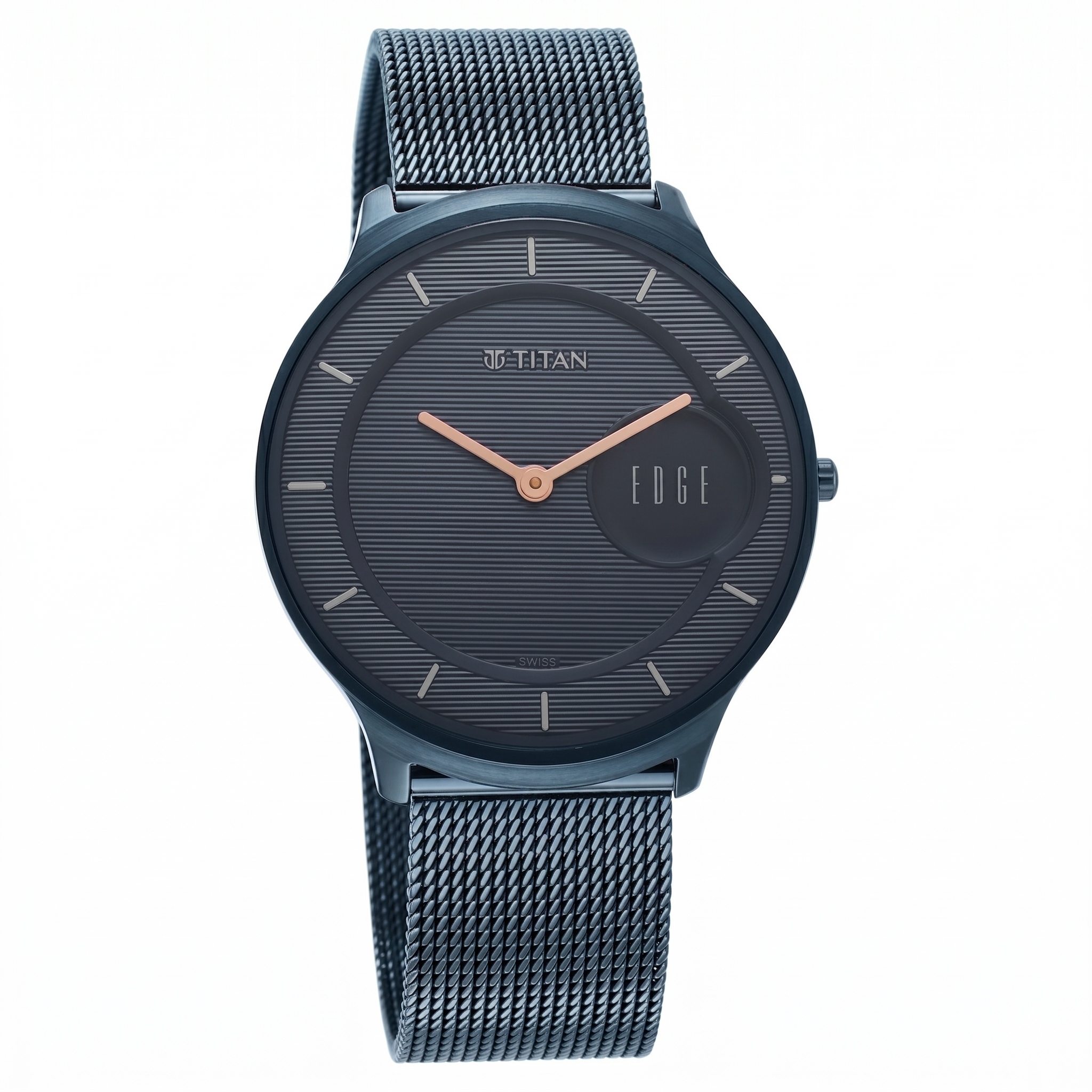 Titan 1843QM01 | Titan Edge Slim Stainless Steel Blue Dial Analog Watch for Men