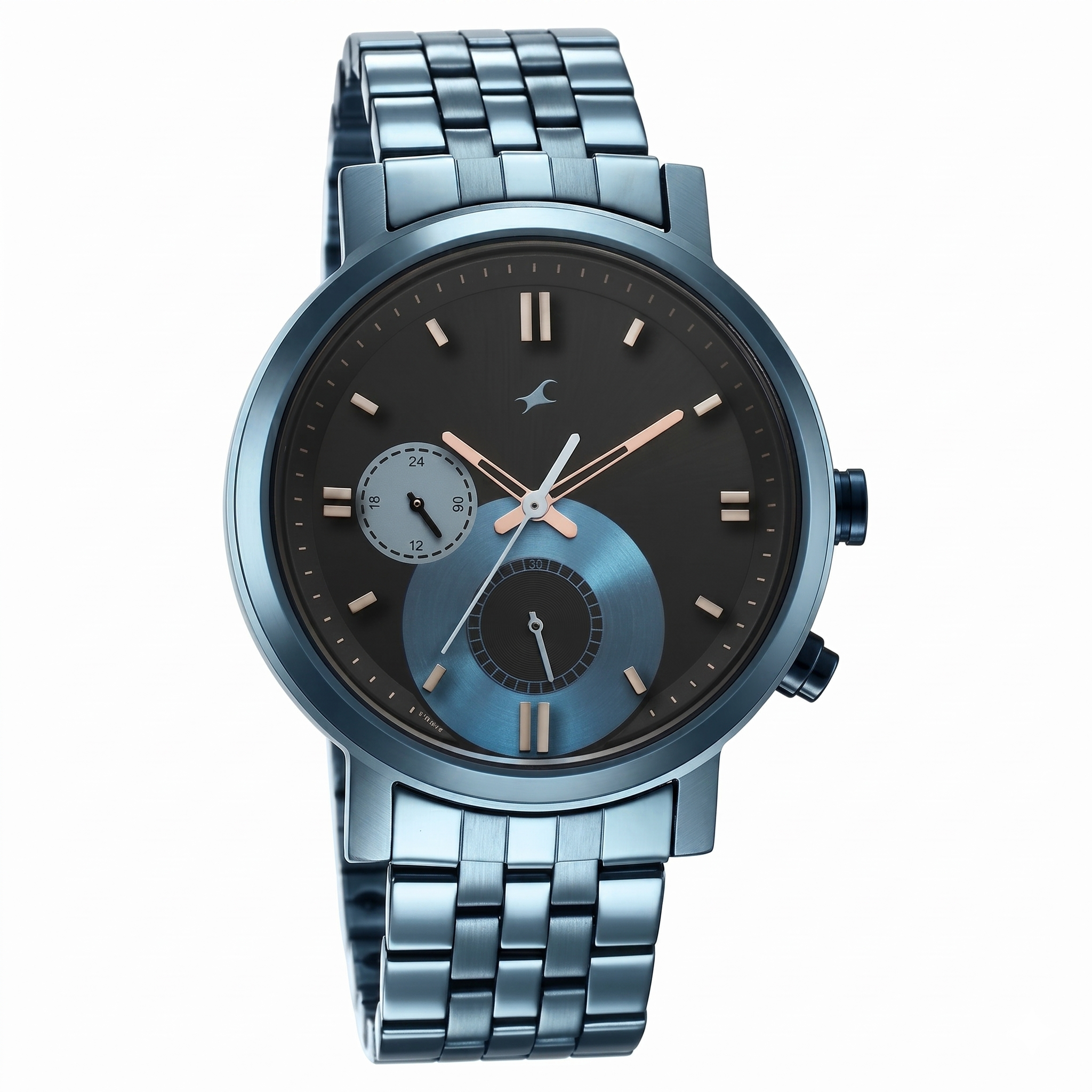 Fastrack NR3287QM02 | Fastrack Tick Tock Quartz Multifunction Black Dial Metal Strap Watch for Guys