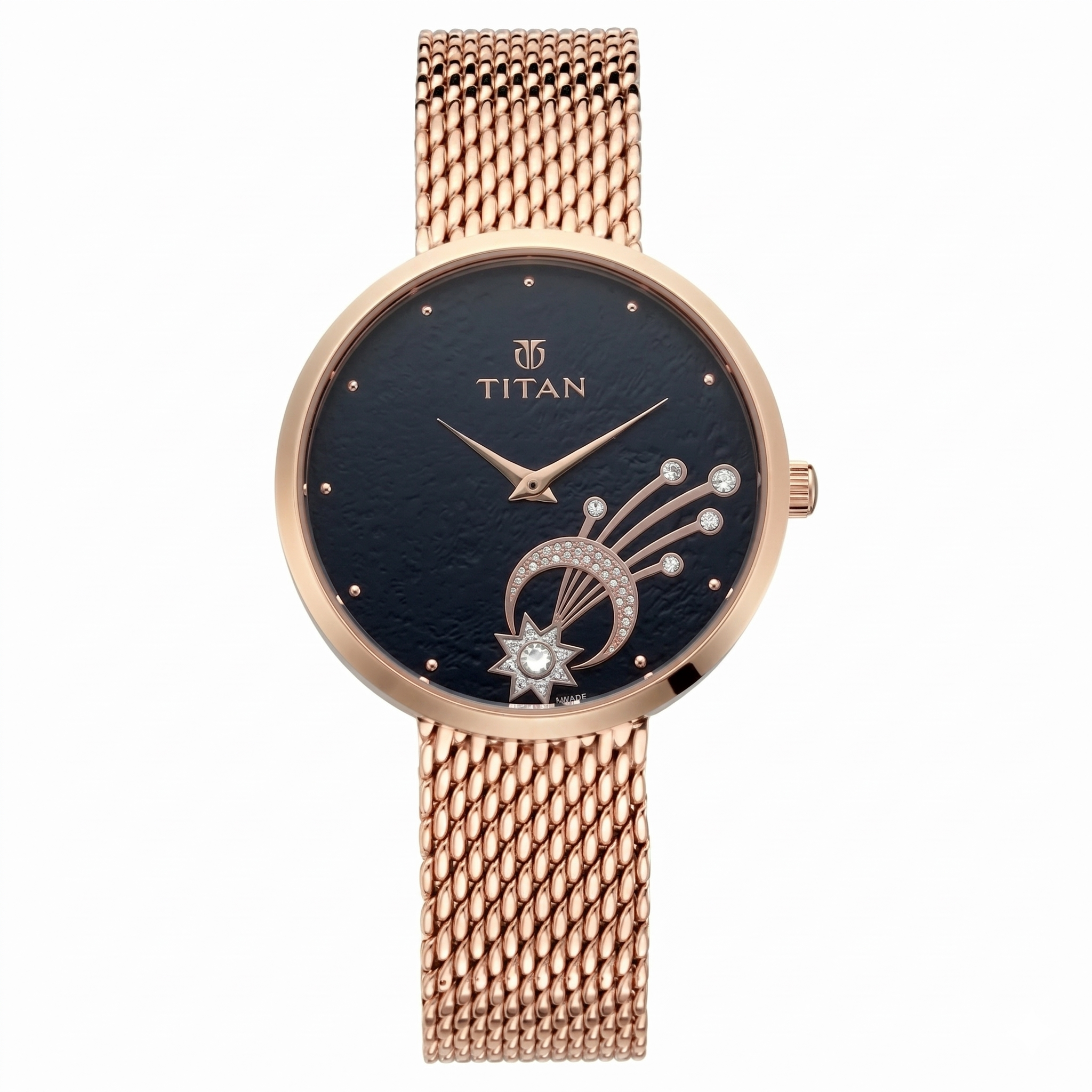 Titan 95083WM02 | Titan Stellar Black Dial Analog Stainless Steel Strap watch for Women