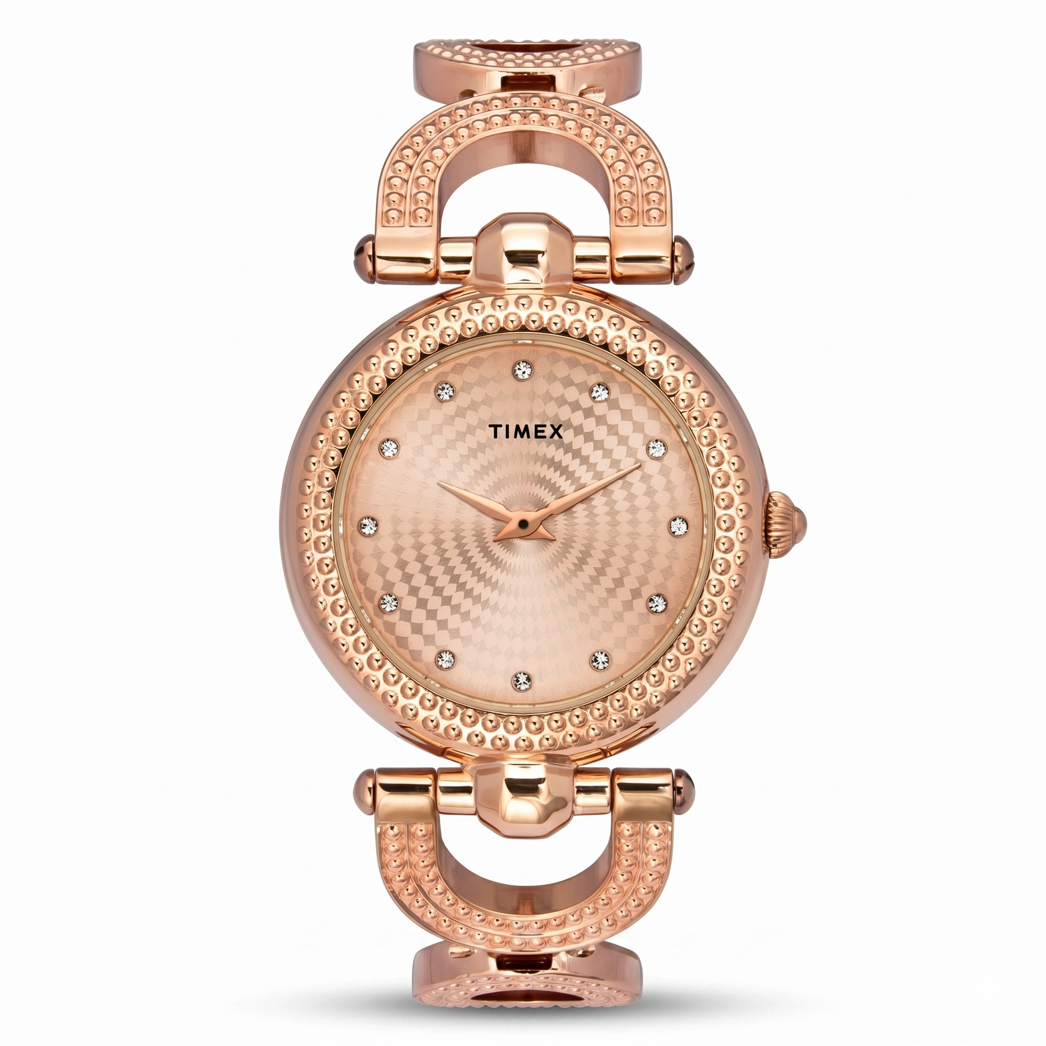 Timex TWEL14102 | Timex Women Analog Rose Gold Round Brass Dial Watch