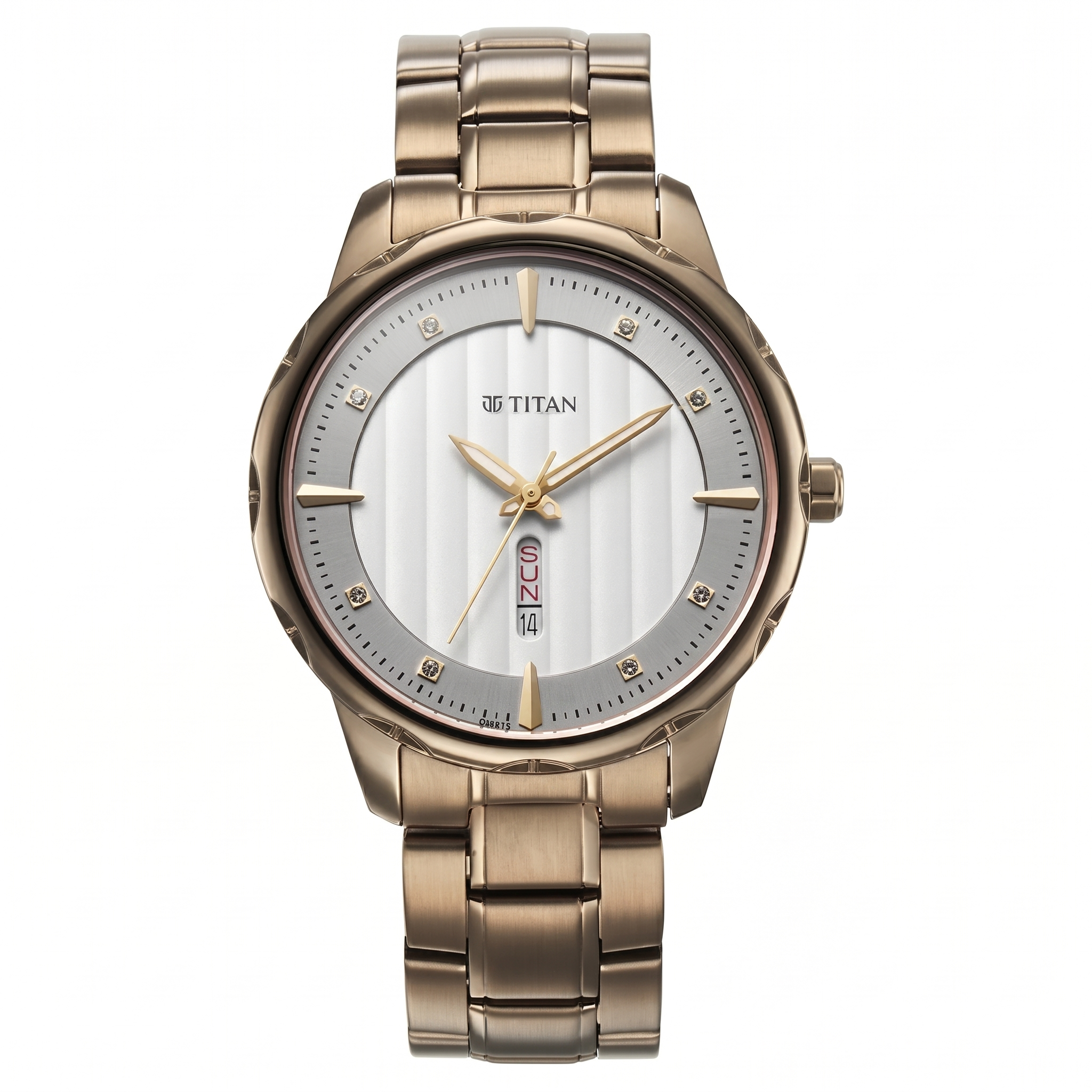 Titan 1875QM01 | Titan Regalia Opulent Quartz Analog with Day and Date White Dial Brown Metal Strap Watch For Men